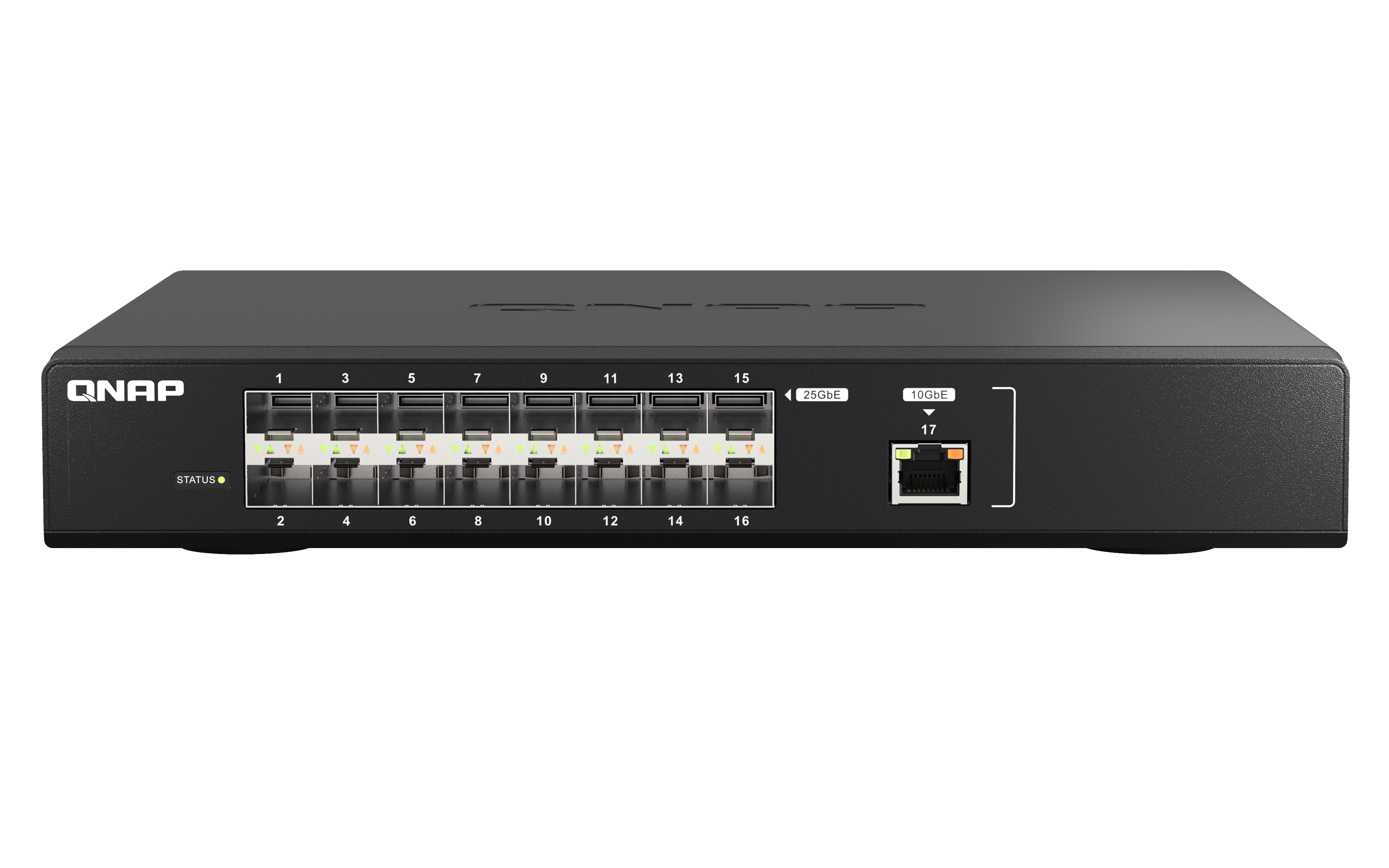 QNAP QSW-M5216-1T - Switch - managed - 16 x 25 Gigabit SFP28 + 1 x 10 Gigabit Ethernet - an Rack montierbar