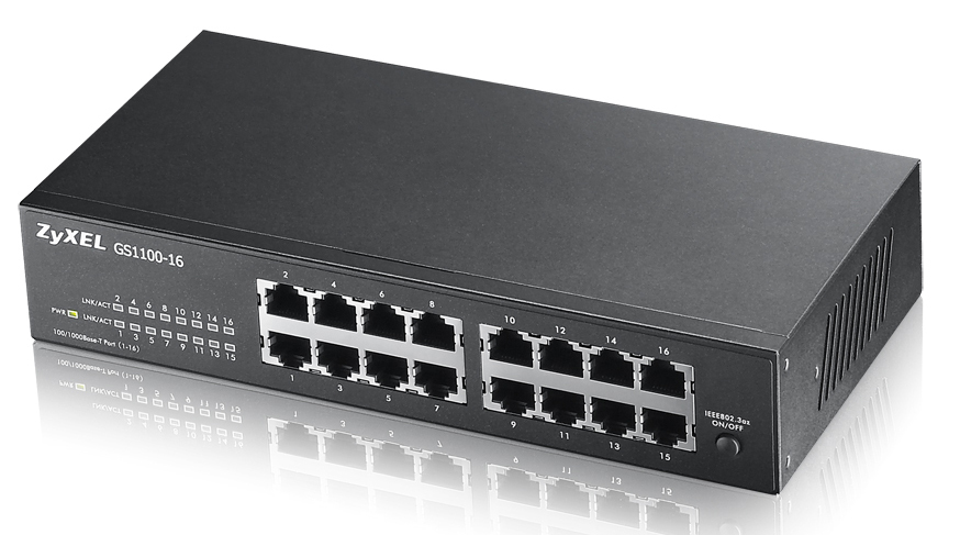 Zyxel Zyxel GS1100-16E 16 Port Gigabit unmanaged Switch, slimeline