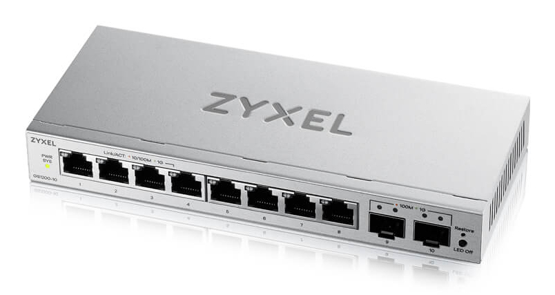 Zyxel ZyXEL GS1200-10V3 8-Port Gigabit, 2 x SFP web / smart managed