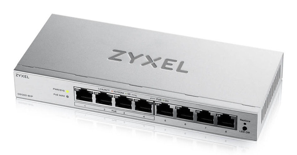 Zyxel ZyXEL GS1200-8HPV3 8-Port Gigabit PoE+ Web / Smart Managed Sw.