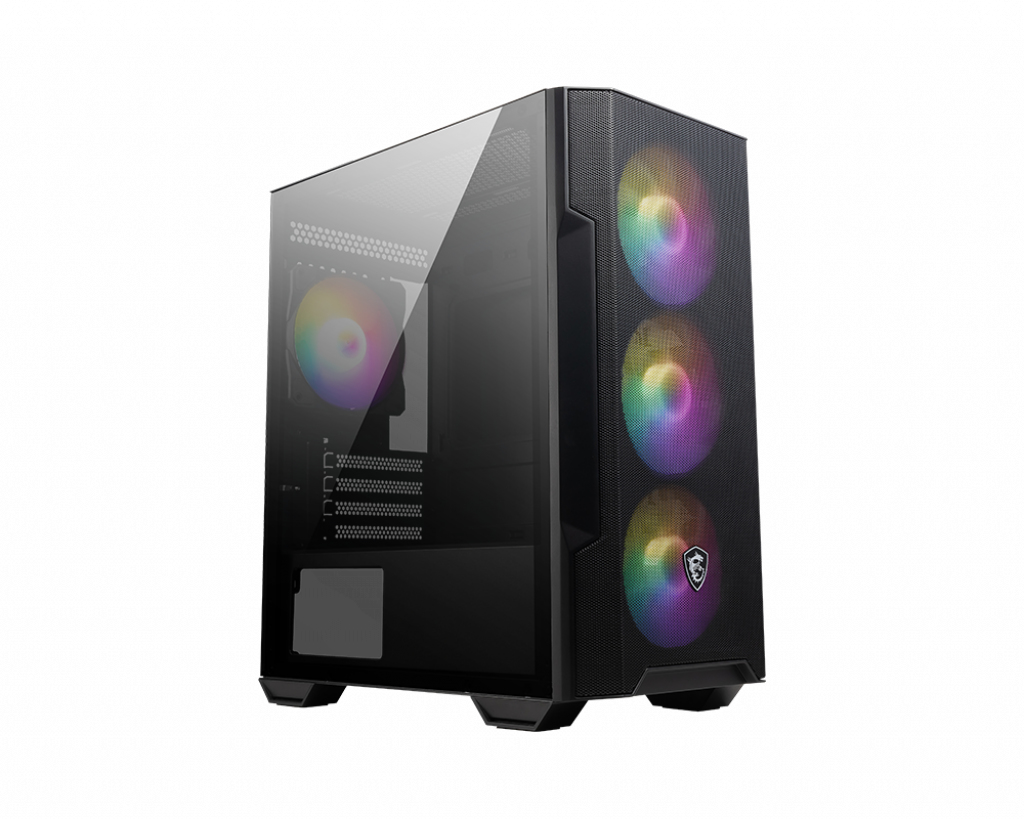 MSI MAG FORGE M100R - microATX Tower - Seitenteil mit Fenster (gehärtetes Glas) - keine Spannungsversorgung (ATX) - USB/Audio (306-7G20R21-809)