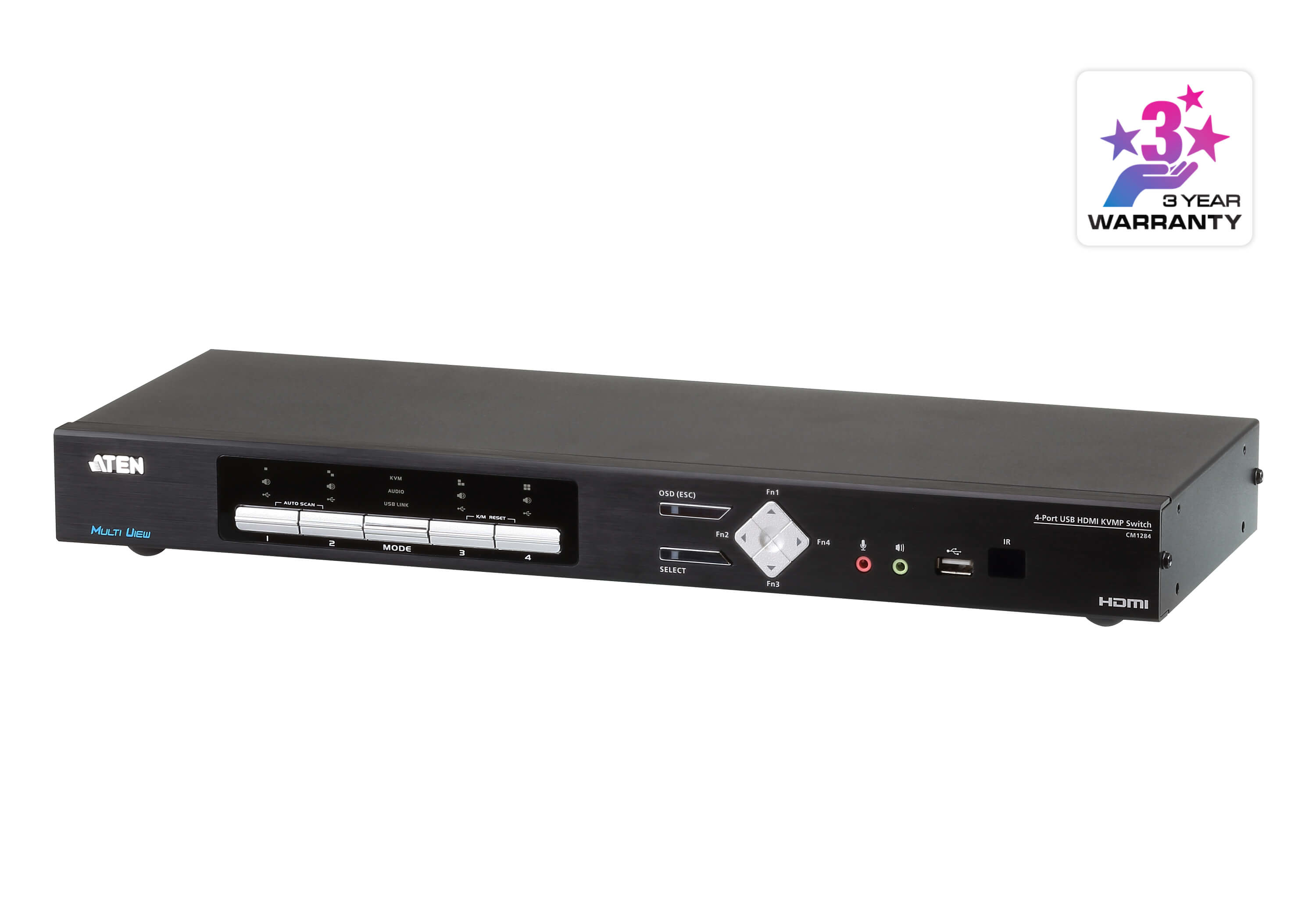 Aten CM1284 Tastatur/Video/Maus (KVM)-Switch Rack-Einbau Schwarz (CM1284)