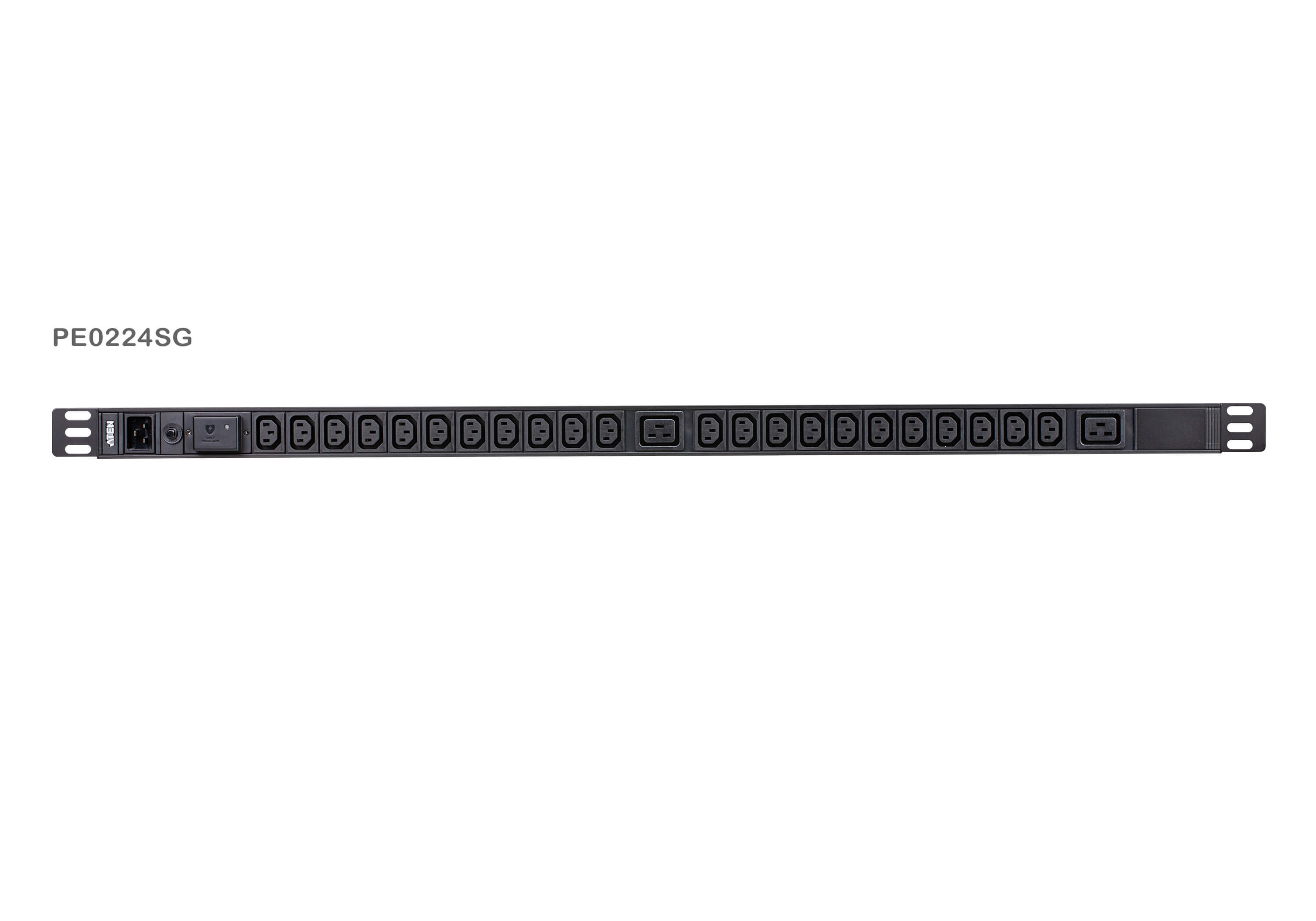 ATEN Basic PDU Series PE0224SG - Stromverteilungseinheit (Rack - einbaufähig) - Wechselstrom 100-240 V - 3840 VA - Eingabe, Eingang IEC 60320 C20 - Ausgangsanschlüsse: 24 (2 x IEC 60320 C19, 22 x IEC 60320 C13) - 0U - 3.05 m