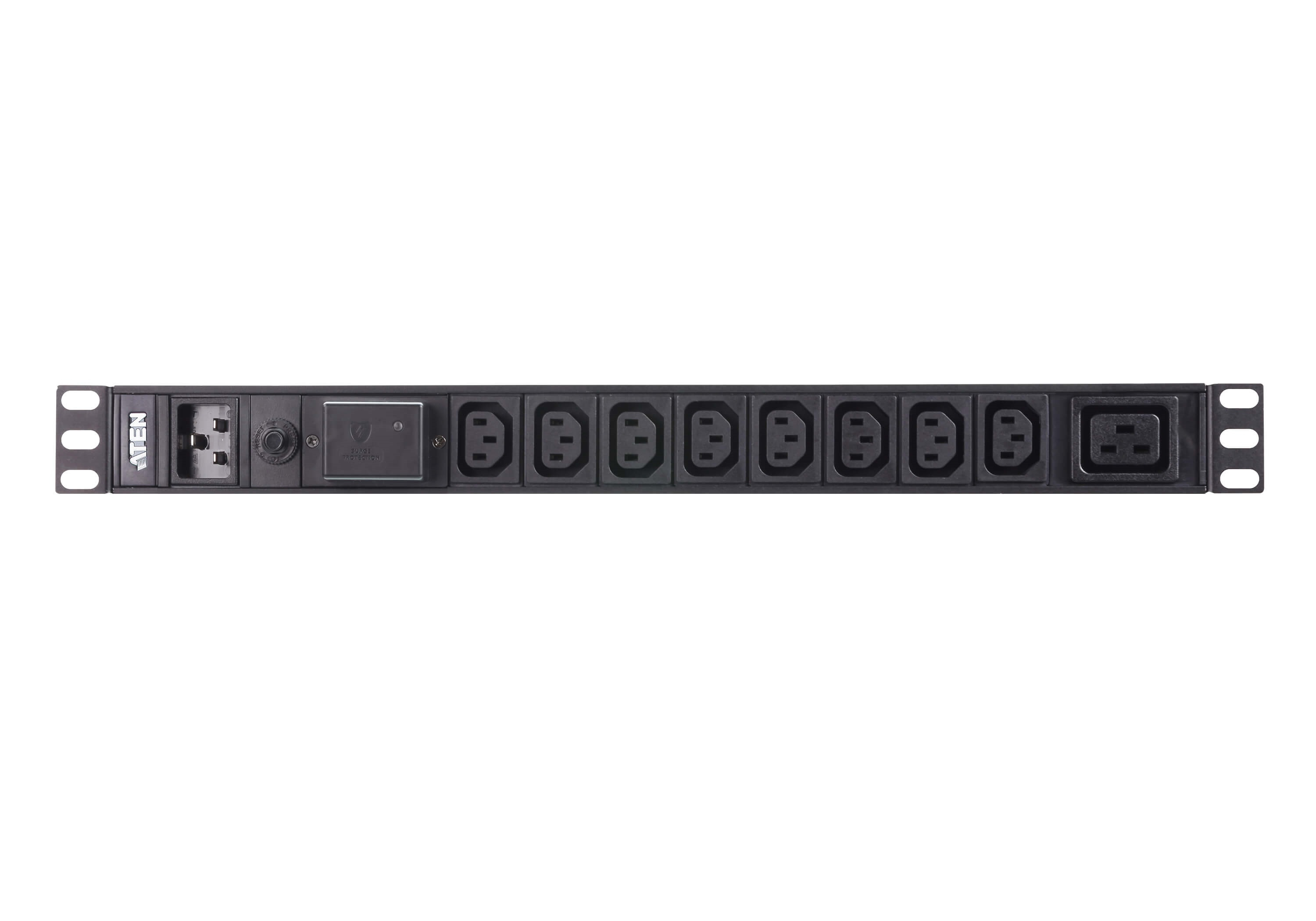 ATEN Basis 1 HE PDU mit Überspannungsschutz - Standard - 1U - Aluminium - Schwarz - 9 AC-Ausgänge - C13-Koppler - C19-Koppler (PE0209SG)