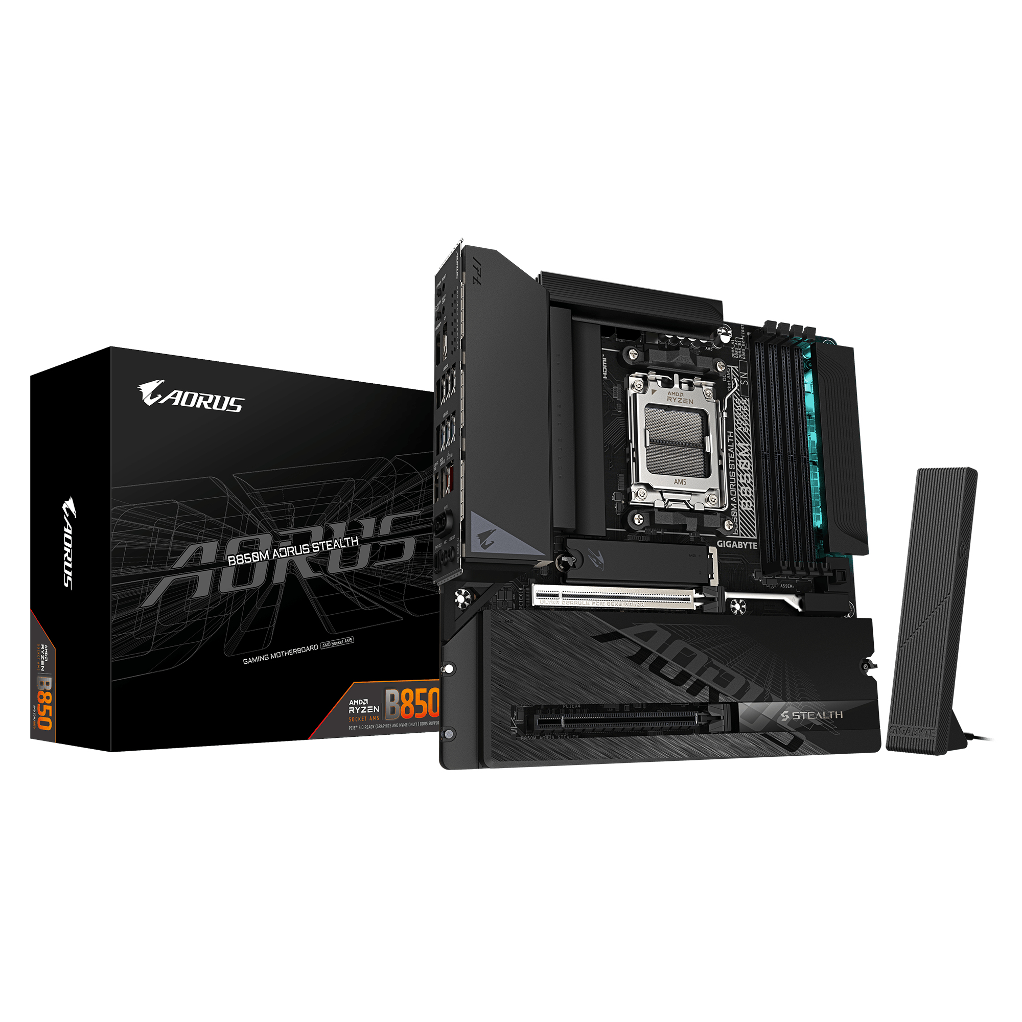 Gigabyte B850M AORUS STEALTH uATX / AM5 / B850 / 4xDDR5 / 4x SATA, 3x M.2 (B850M AORUS STEALTH)