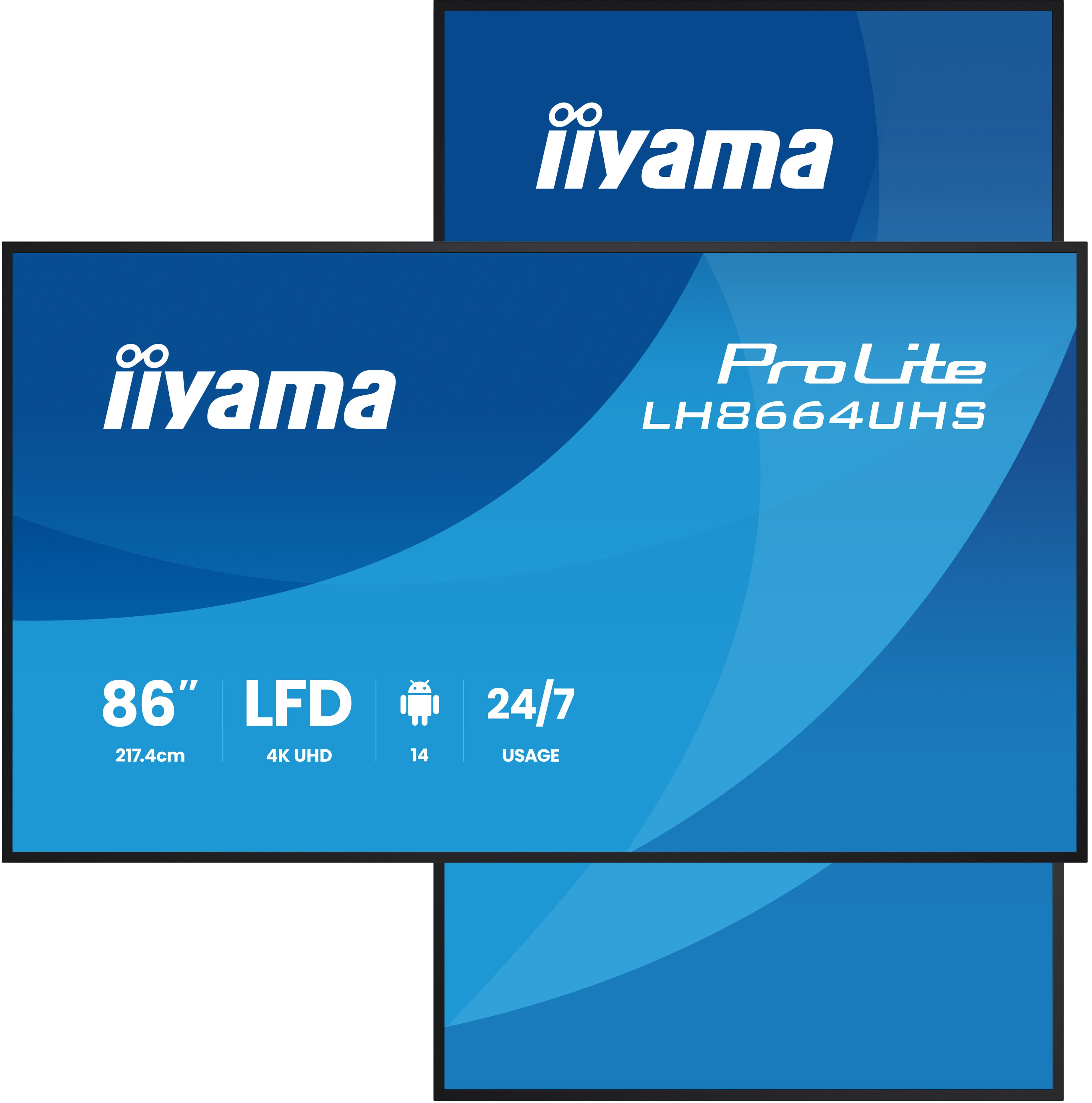 iiyama ProLite LH8664UHS-B3AG 86 4K UHD Signage-Display, IPS, Android 14, 24/7 Betrieb (LH8664UHS-B3AG)