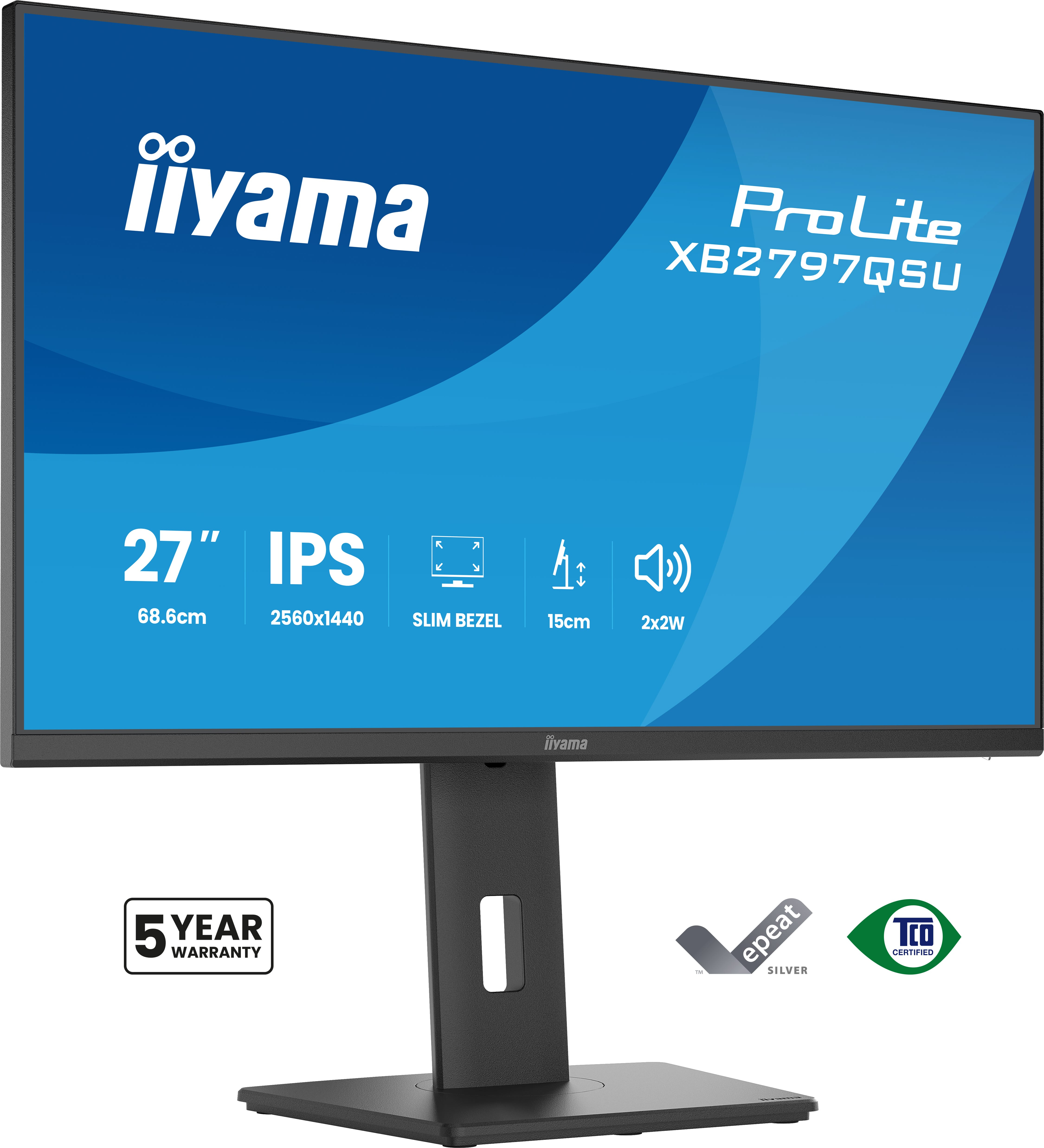 Iiyama ProLite XB2797QSU-B1 27 QHD IPS-Monitor 2560x1440 75Hz 2xHDMI Schwarz
