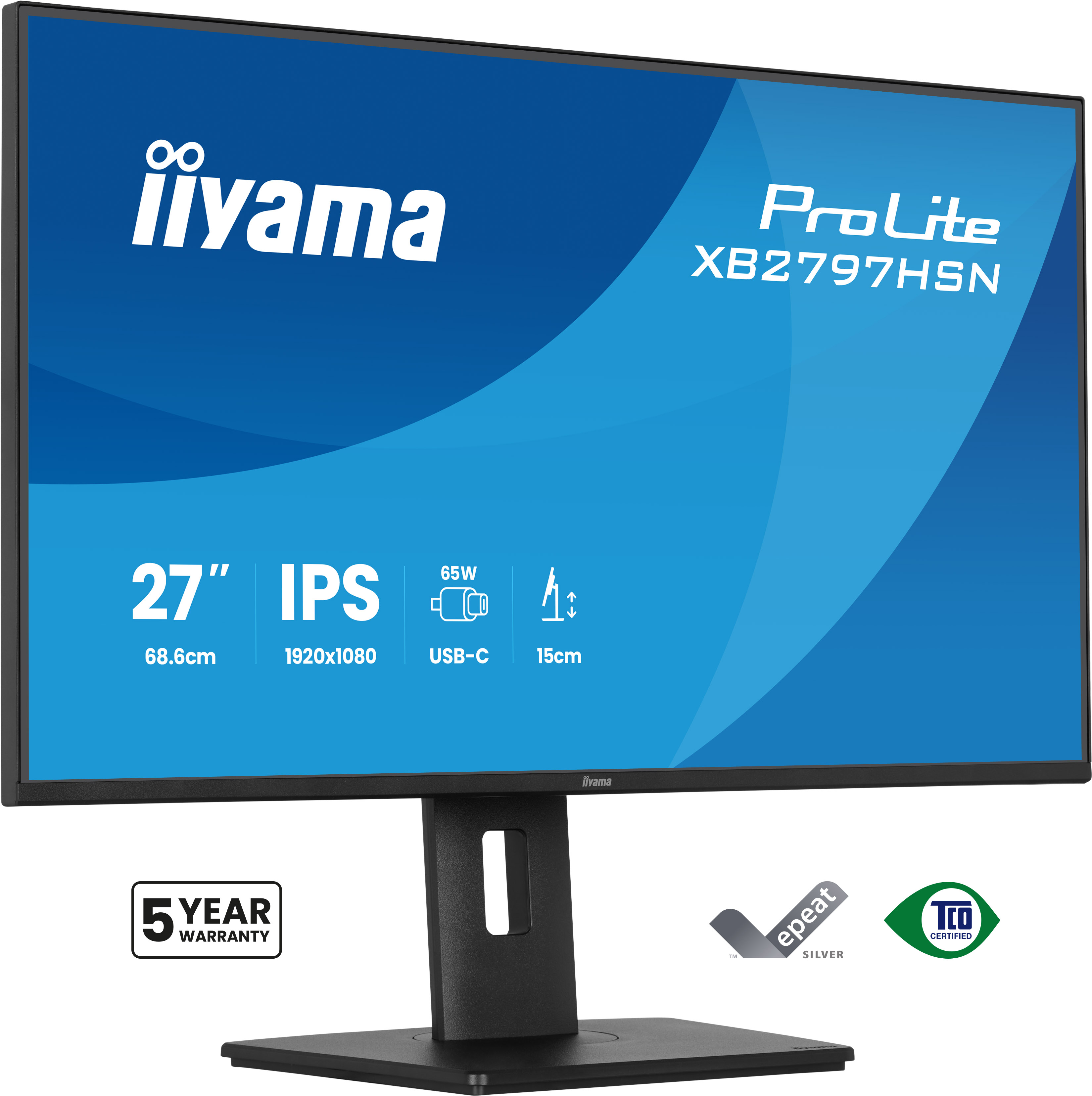 iiyama ProLite XB2797HSN?B1 LED-Monitor 68,6?cm (27) Full HD  HDMI/DP/USB?C/LAN  Schwarz