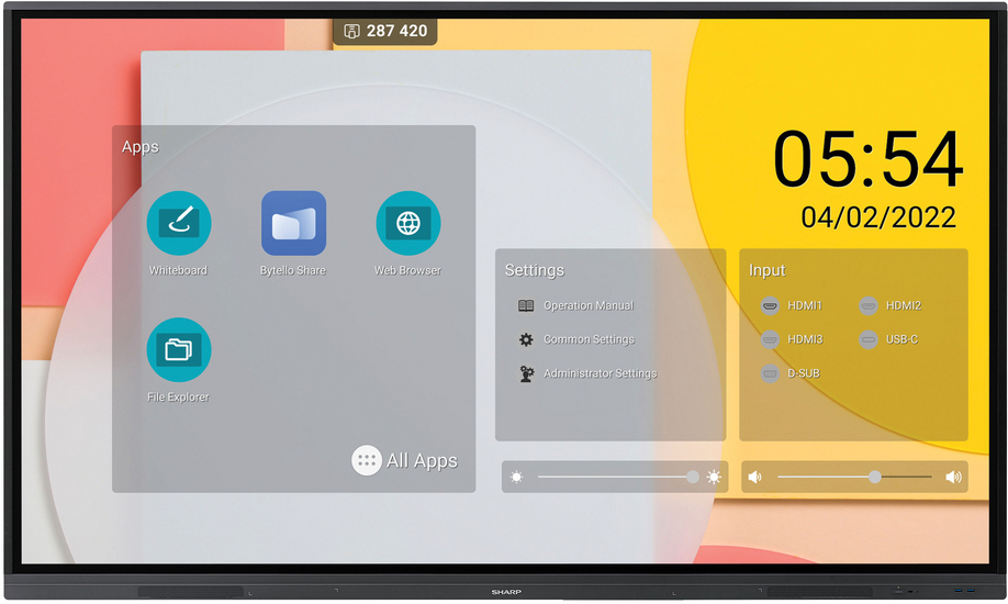 Sharp PN-L652B Interaktives Whiteboard 165,1 cm (65 ) 3840 x 2160 Pixel Touchscreen Schwarz (PNL652B)