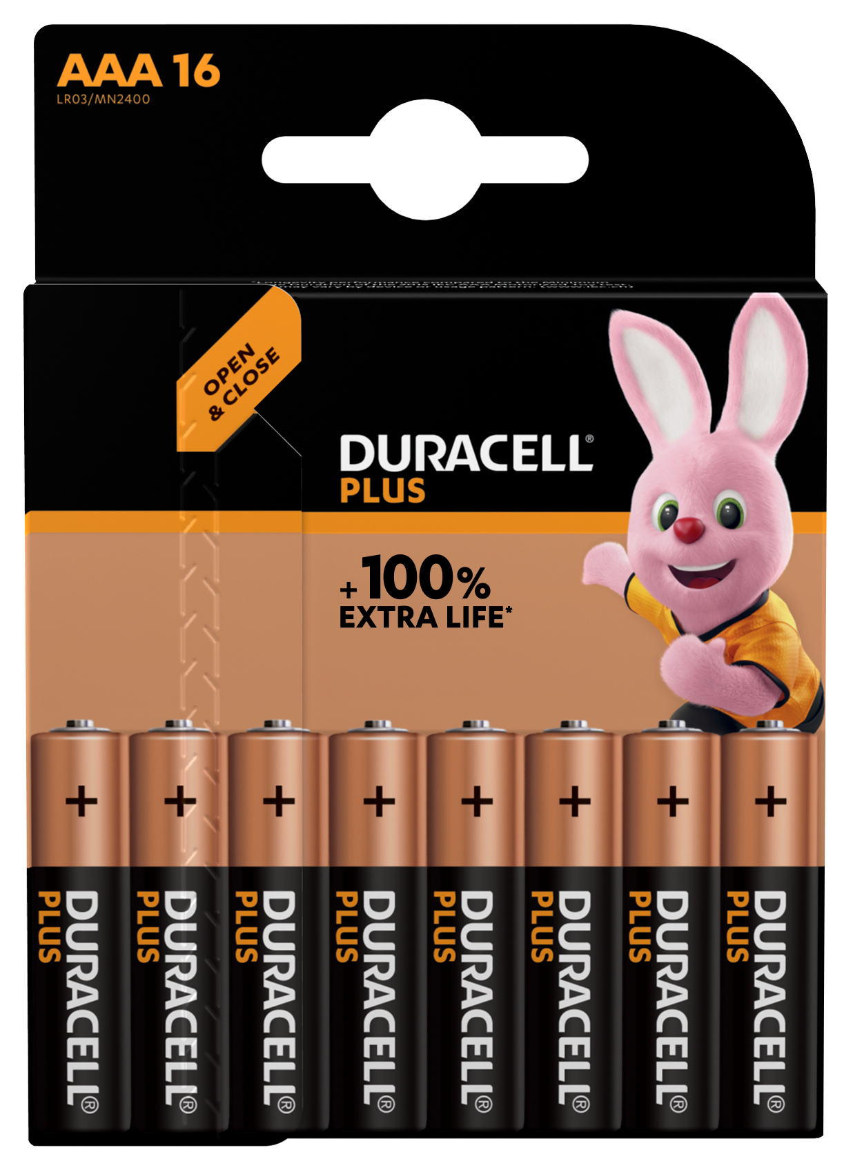 DURACELL Batterien PLUS Alkali-Mangan Micro AAA 1,5 V, 16 St.