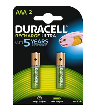 DURACELL NiMH-Micro-Akku HR03, 1.2V/900mAh, rechargeable, 2 Stück