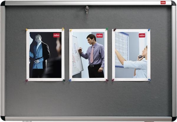 Nobo Schaukasten Innenbereich Filz Tür Acrylglas A1 grau