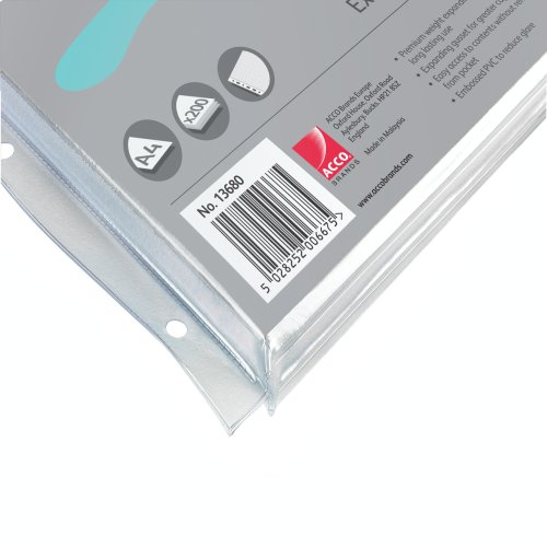 20 x Rexel Prospekthülle Nyrex A4 PVC Dehnfalte VE=5 Stück glasklar