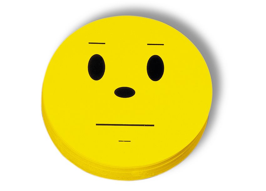 Nobo Moderationskarte Smiley neutral 10cm VE=VE=100 Stück gelb/schwarz