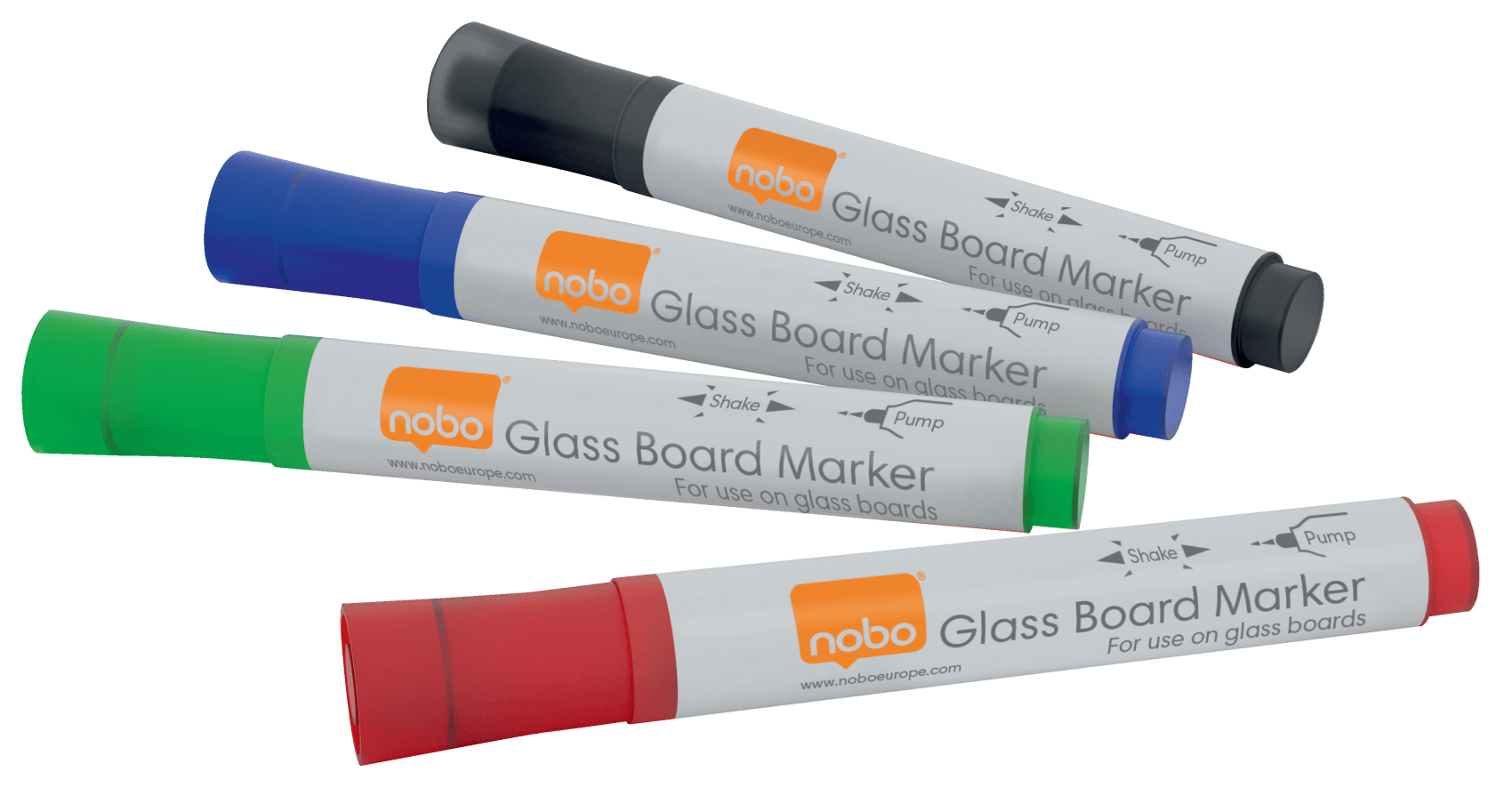 nobo Glas-Whiteboard Marker, 4er Set sortiert