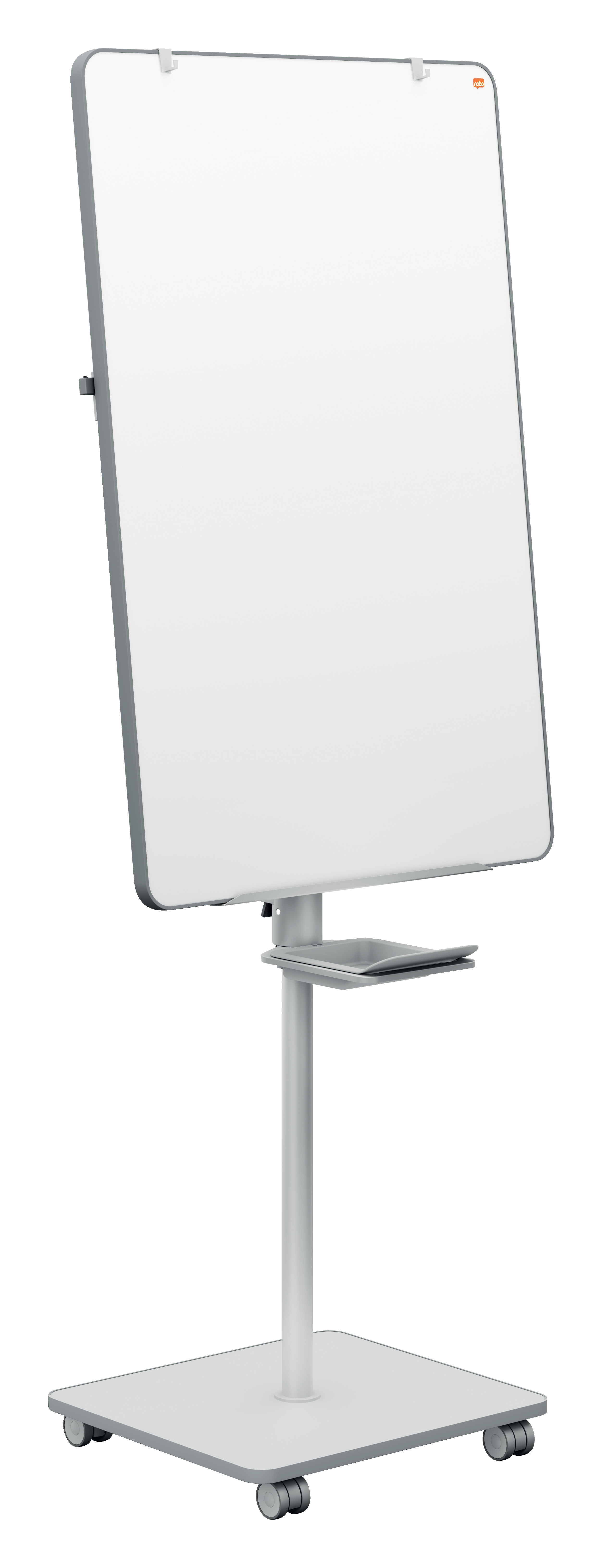 Mobiles Flipchart Nobo Move & Meet, abnehmbares Whiteboard, magnetisch, B 714 x T 1200 x H 453 mm, Stahl, weiß