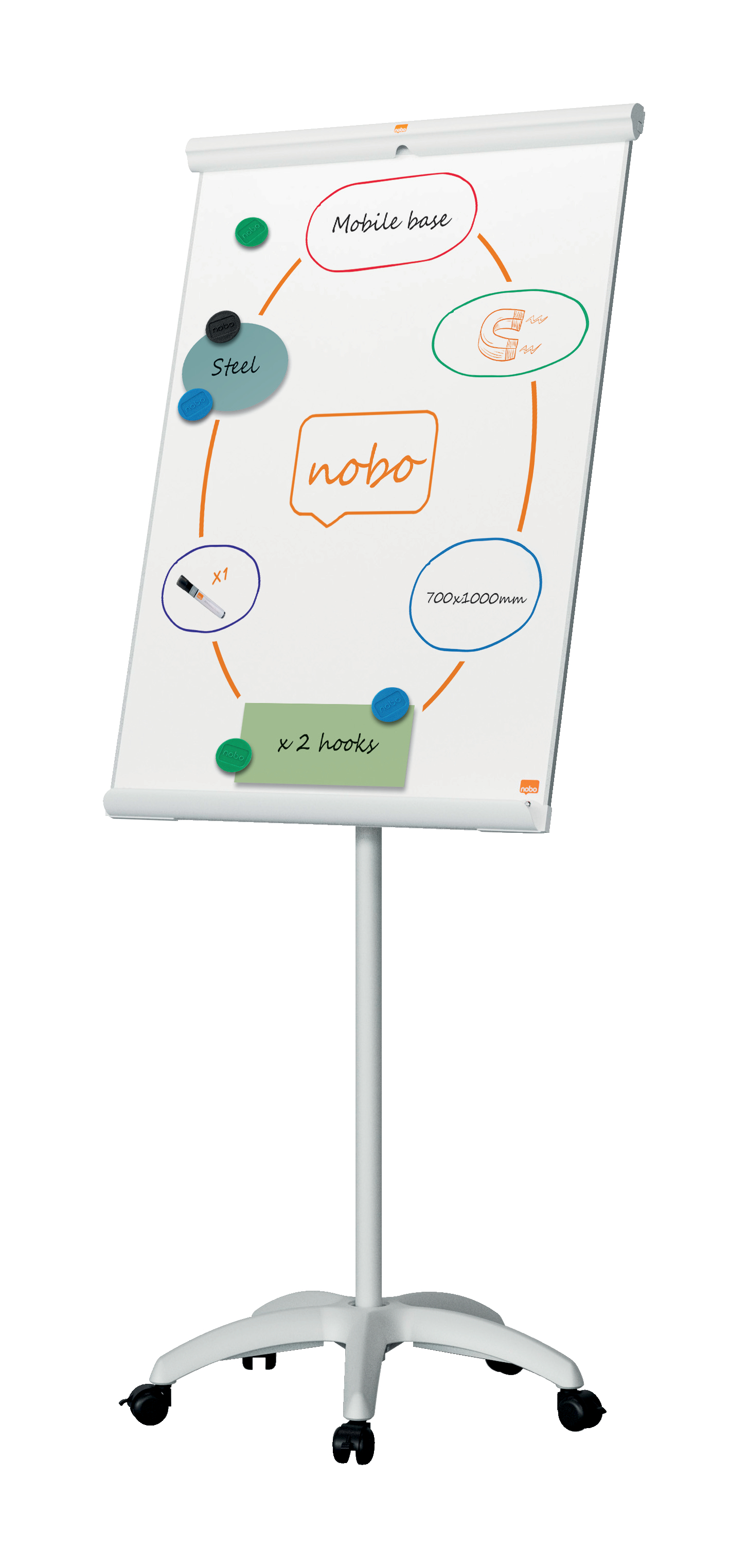 Nobo Flipchart Premium Plus Mobil Stahl Sternfuß