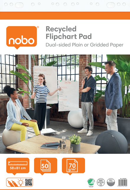 Nobo Flipchartblock 58x81cm 50 Blatt blanko/kariert gerollt