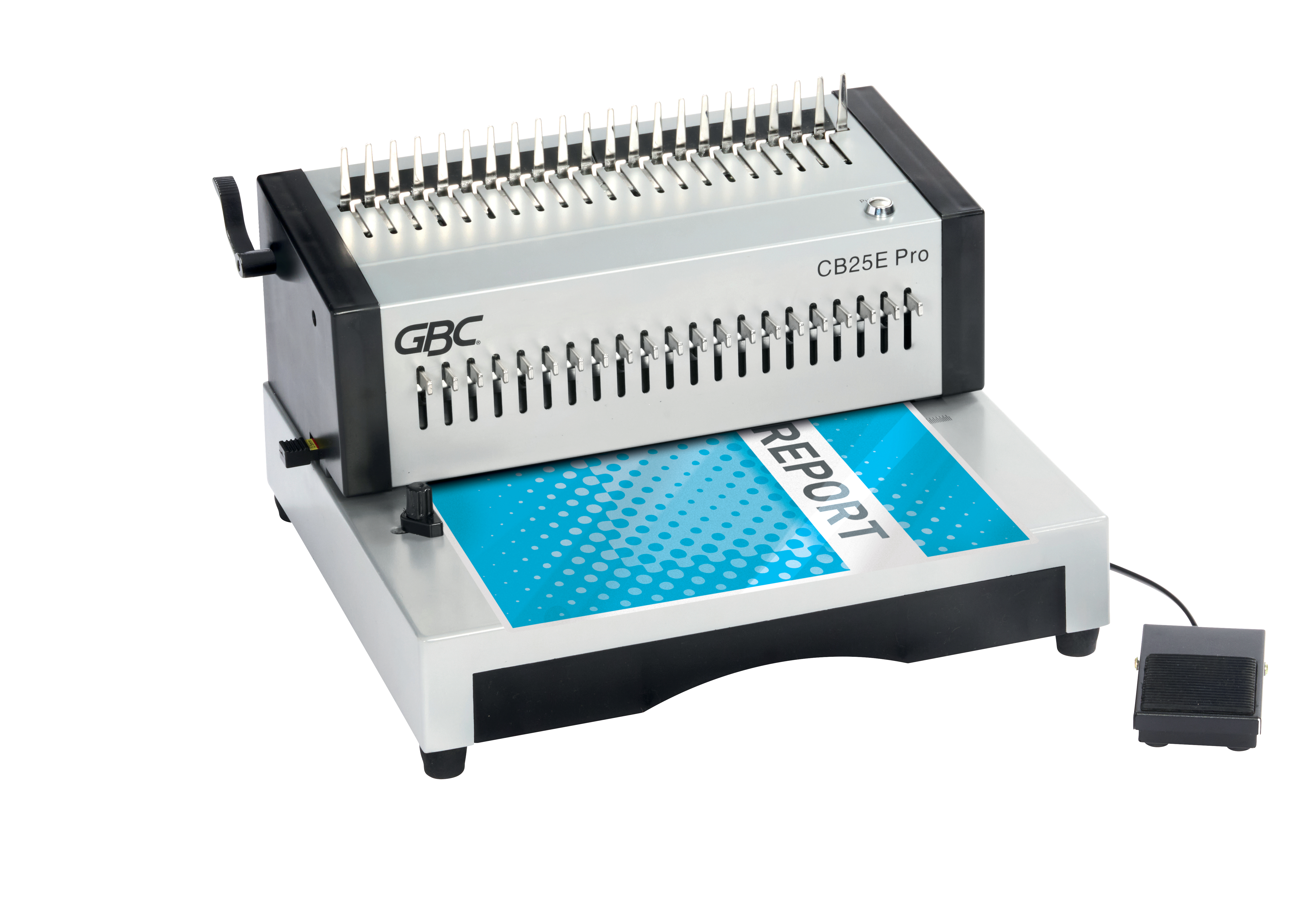 GBC CombBind CB25E Pro – elektrisches Bindegerät, 25 Blatt stanzen, 500 Blatt binden, A4, Rücken 51 mm, silber