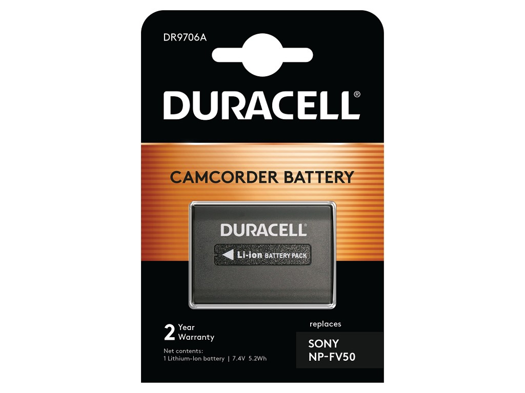 Duracell DR9706A - Batterie - Li-Ion - 650 mAh - für Sony Handycam FDR-AX100, AX43, AX60, HDR-CX170, CX485, CX680, PJ330, PJ350, PJ675, PJ680