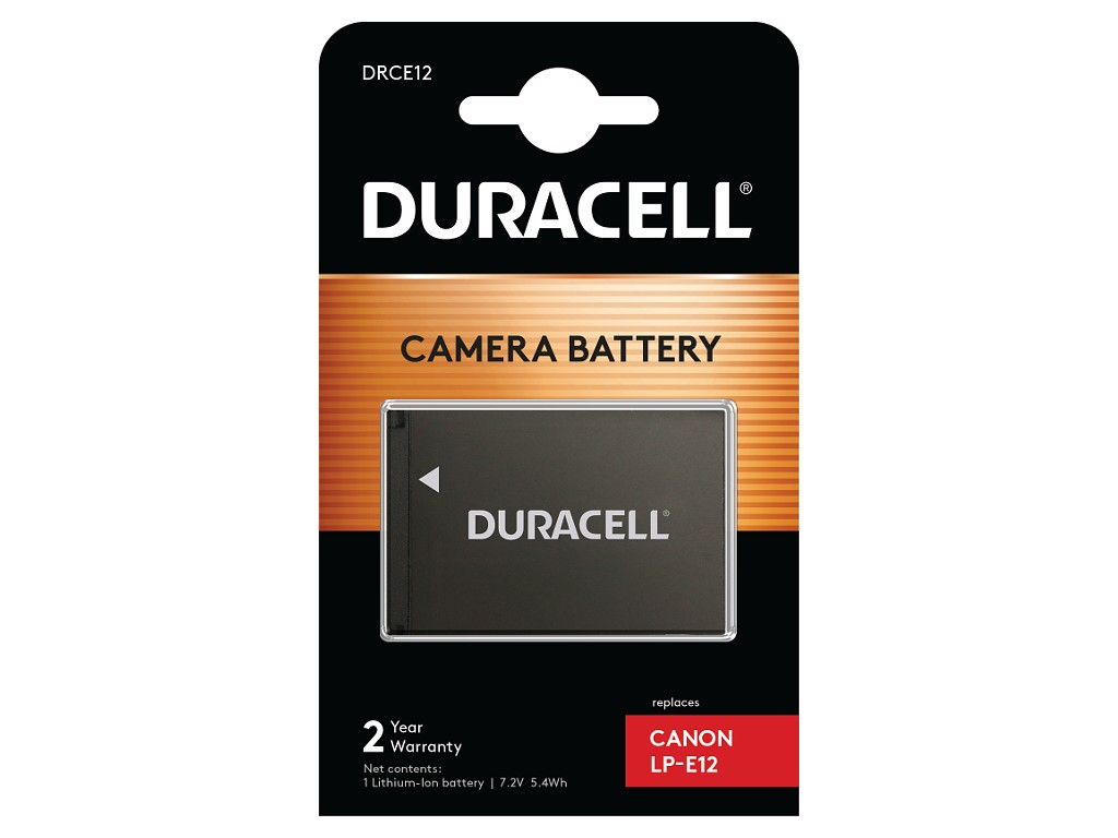 Duracell - Batterie - Li-Ion - 800 mAh - für Canon EOS 100D, Kiss M, Kiss M2, Kiss X7, M, M10, M100, M2, M50, Rebel SL1, PowerShot SX70 (DRCE12)