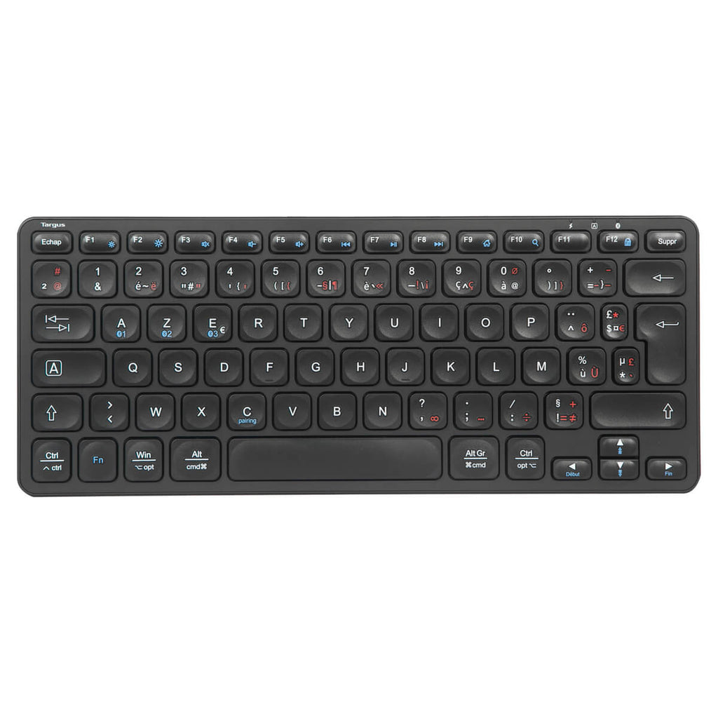 Targus - Tastatur - Mehrgeräte - compact - antimicrobial - kabellos - Bluetooth 5.1 - Französisch - Schwarz (AKB862FR)
