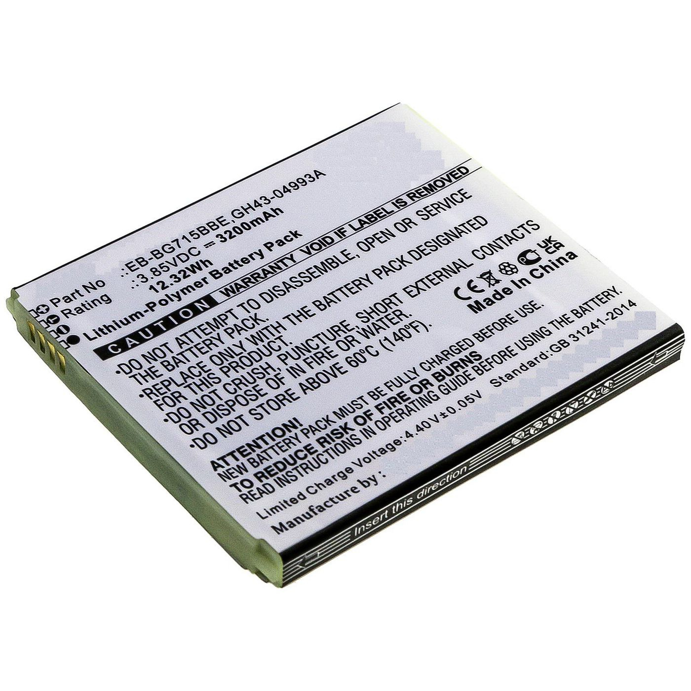 CoreParts MBXSA-BA0193 - Akku - Samsung - Galaxy Xcover Pro - SM-G715 - SM-G715U - SM-G715FN/DS - Schwarz - Weiß - Lithium Polymer (LiPo) - 3200 mAh (MBXSA-BA0193)