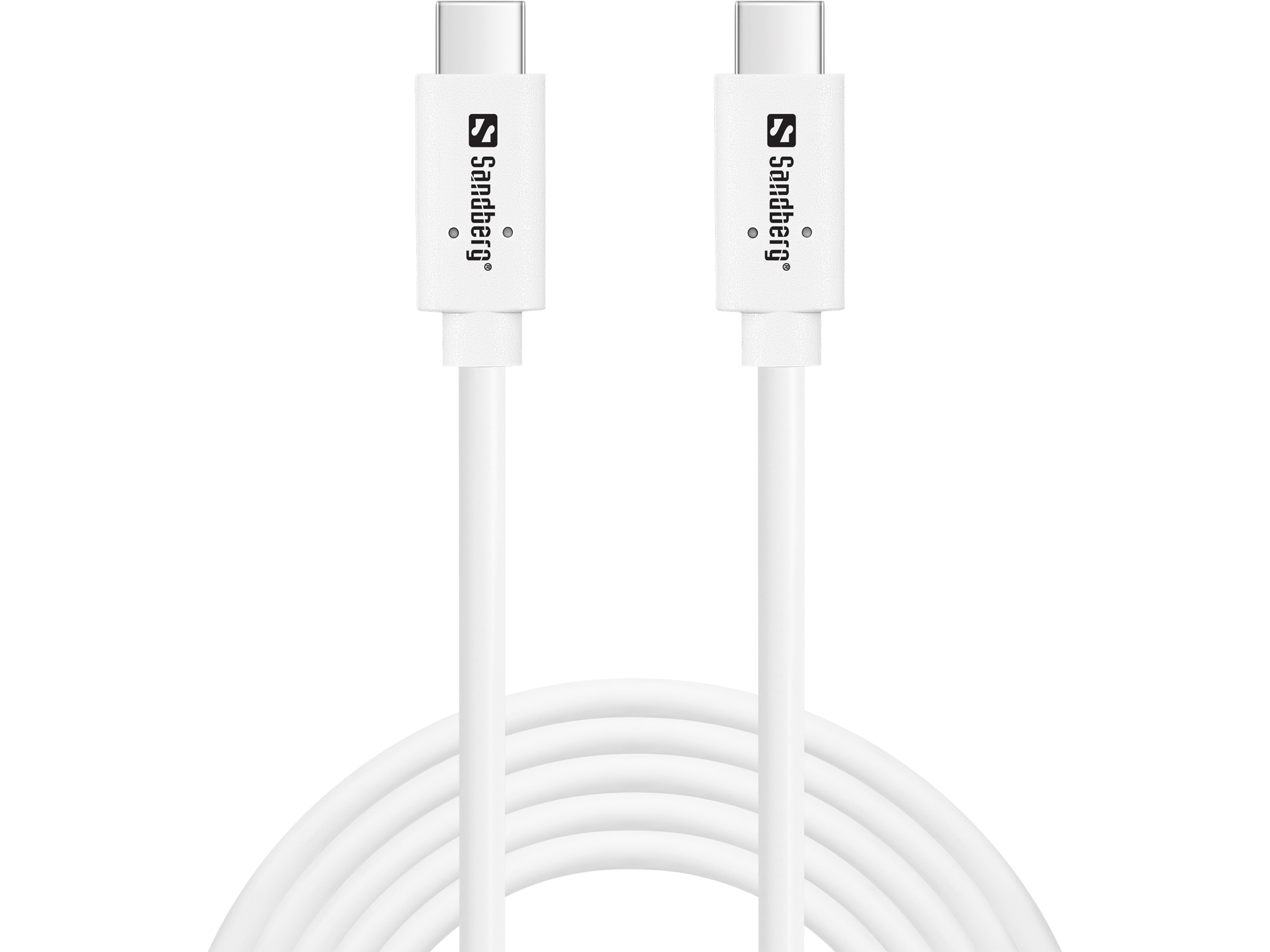 Sandberg - USB-Kabel - 24 pin USB-C (M) zu 24 pin USB-C (M) - USB 3,1 Gen 2 - 2,0m - USB-Stromversorgung (100 W), bis zu 10 Gbps Datentransferrate - weiß (136-54)