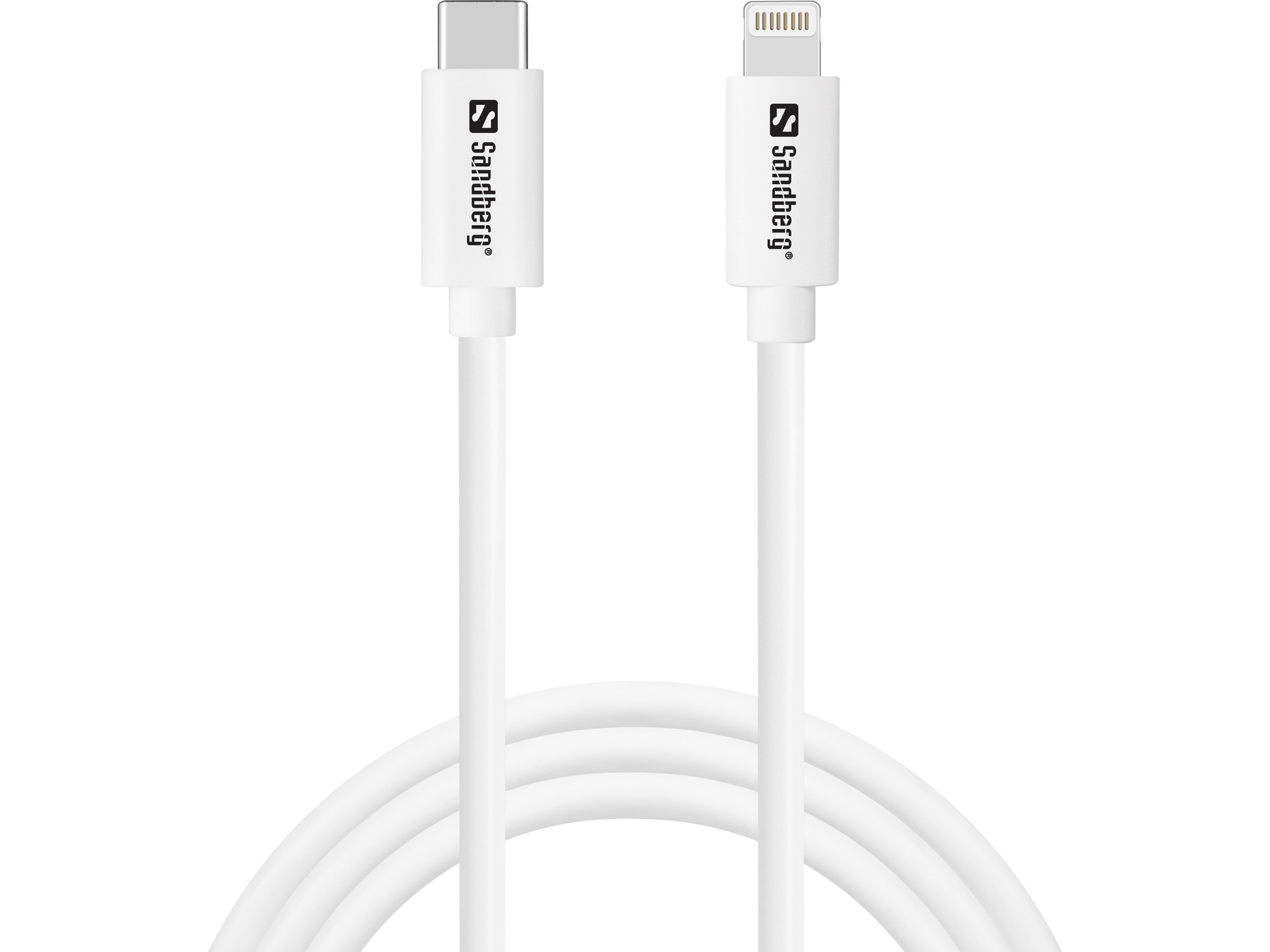 Sandberg - Lightning-Kabel - Lightning männlich zu 24 pin USB-C männlich - 1,0m - weiß - unterstützt Stromversorgung (136-58)