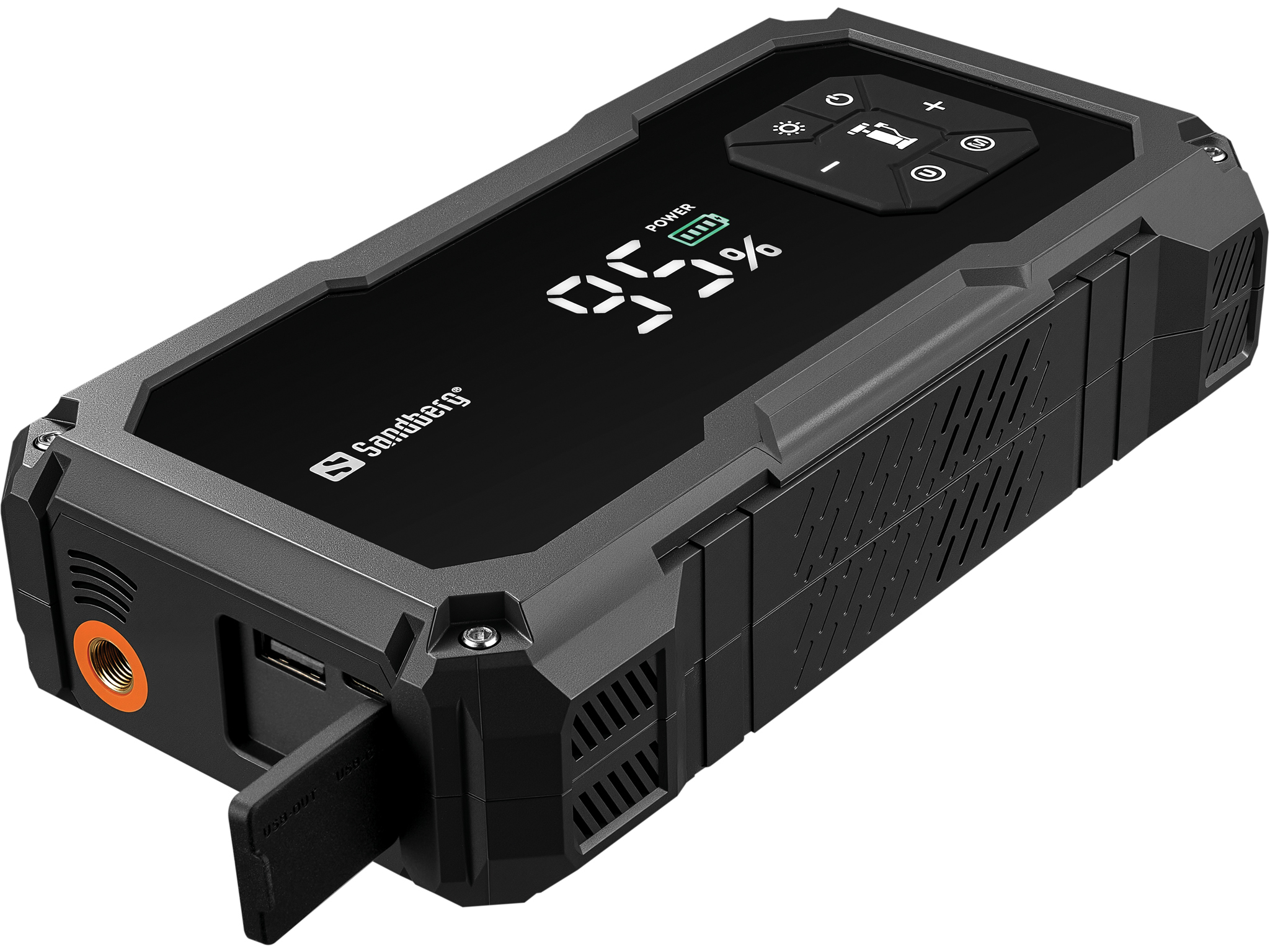 SANDBERG Active TirePump 10000 - Powerbank / Starthilfekabel - Li-Ion - 10000 mAh - 37 Wh - 800 A - 2 Ausgabeanschlussstellen (USB, Starthilfeanschluss) (421-21)