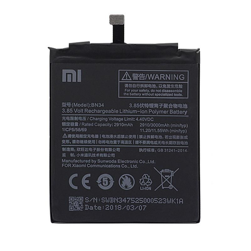 Xiaomi Akku für Xiaomi BN34 Li-Ion 3,85 Volt 3000 mAh schwarz