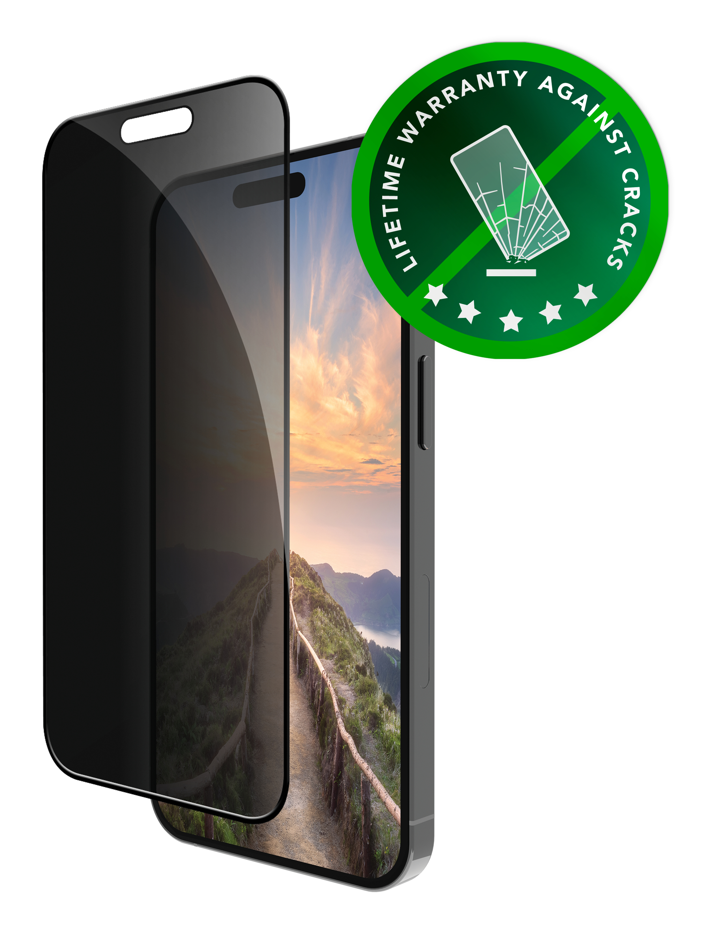 dbramante1928 Eco-shield - Bildschirmschutz für Handy - Folie - mit Sichtschutzfilter - Rahmenfarbe schwarz - für Apple iPhone 16 (ES61CL006209)