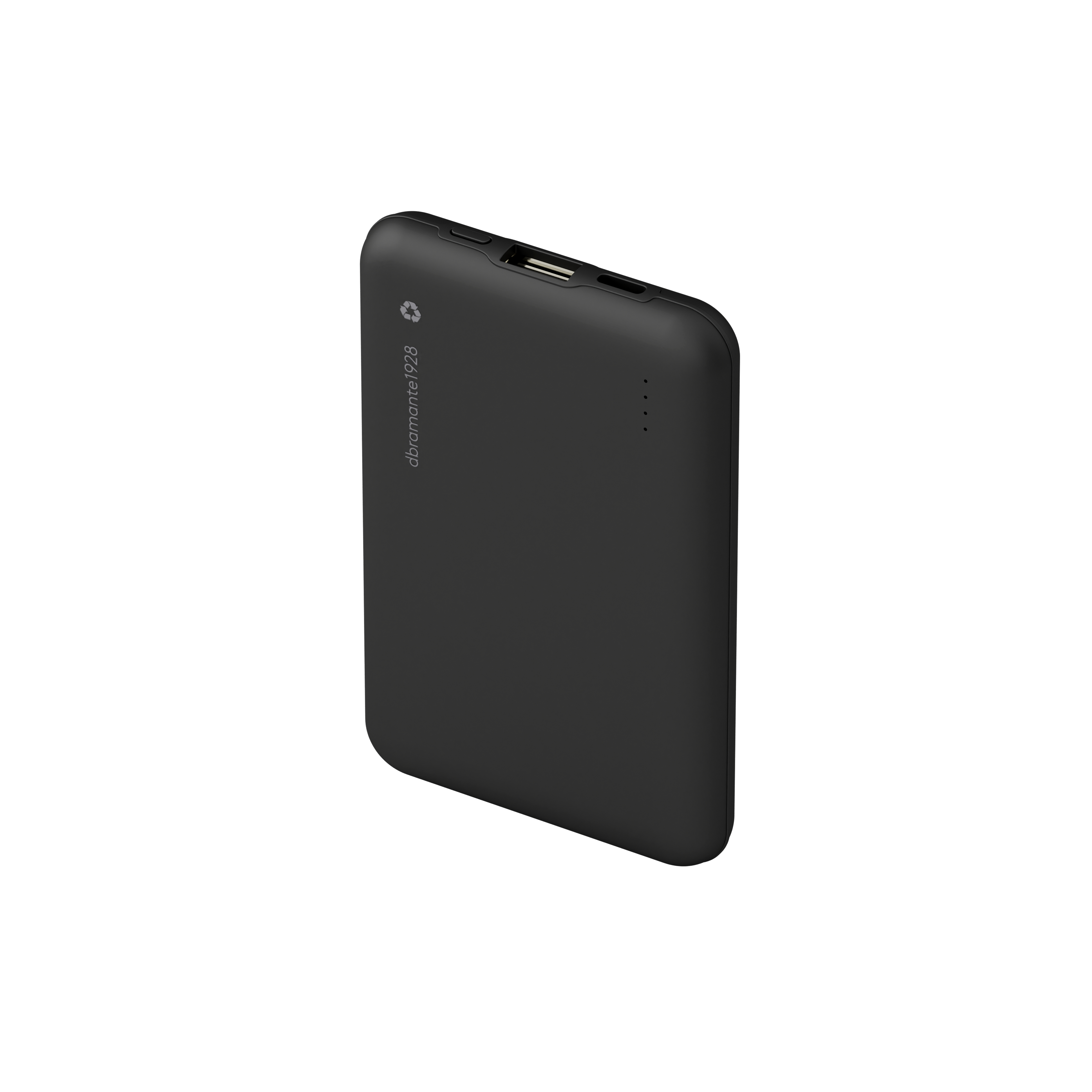dbramante1928 re-charge - Powerbank - 10000 mAh - 20 Watt - Apple 2.4A, PD/PPS, Apple Fast Charge, QC 3.0 - 2 Ausgabeanschlussstellen (USB-C, USB Typ A) - auf Kabel: USB-C - Schwarz (CP10ACBL7152)