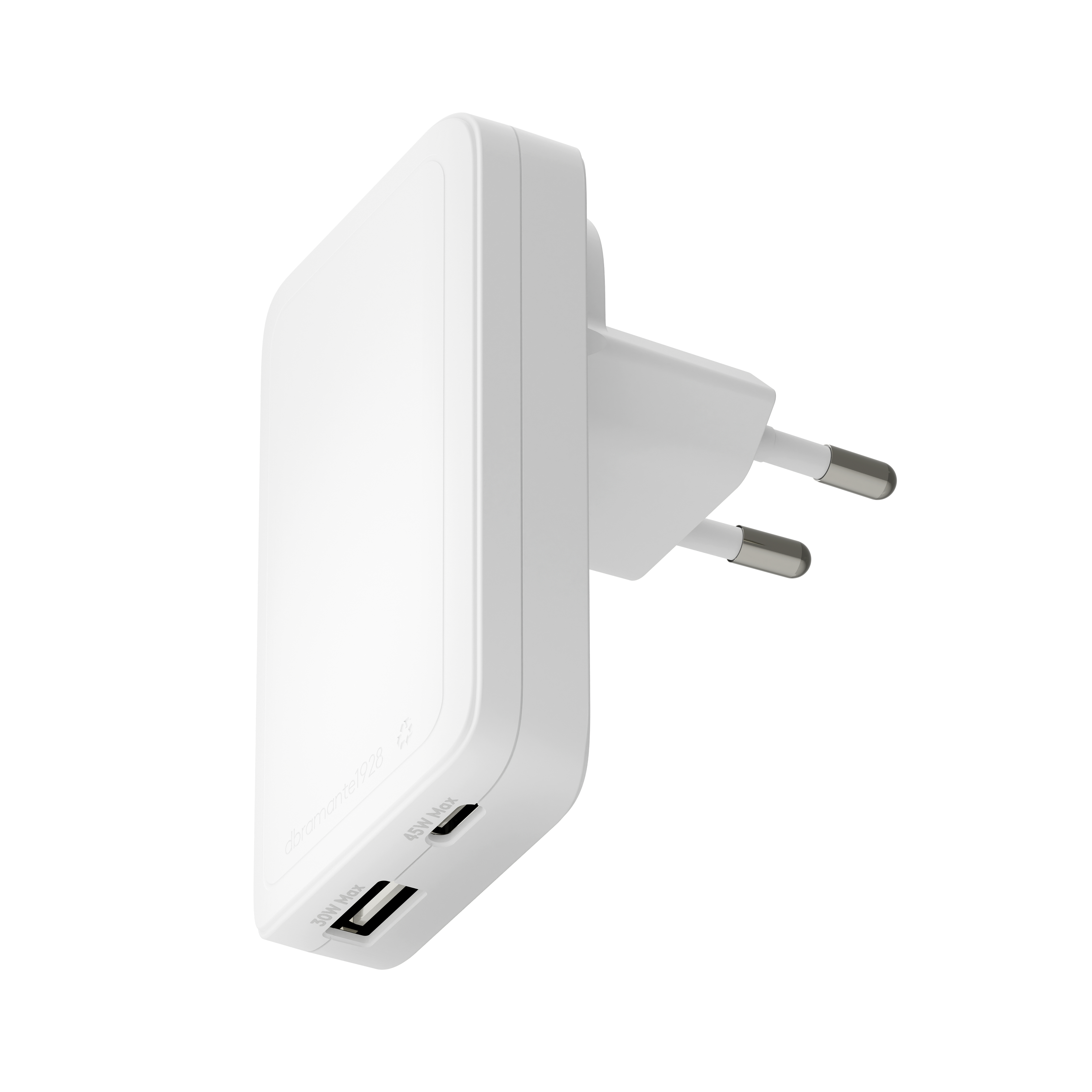 dbramante1928 re-charge Pro - Netzteil - dünn - 45 Watt - 2 Ausgabeanschlussstellen (USB-C, USB) - weiß (CHSLEUWH7199)