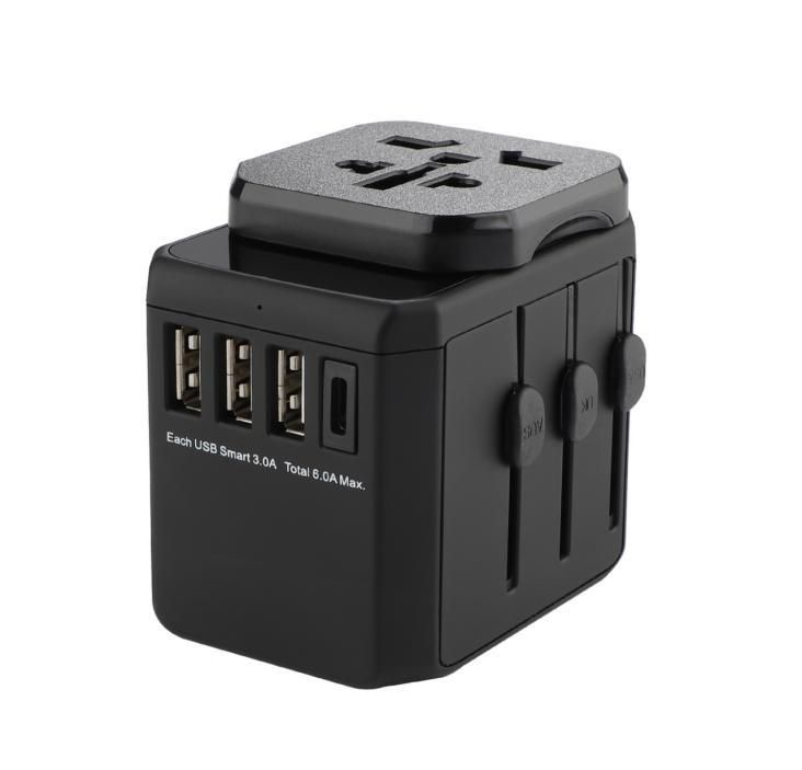 MicroConnect World Travel Adapter 3 USB A ports and 1 USB-C port with - ports and 1 USB-C port - with (MC-TRAVELADAPTER3)