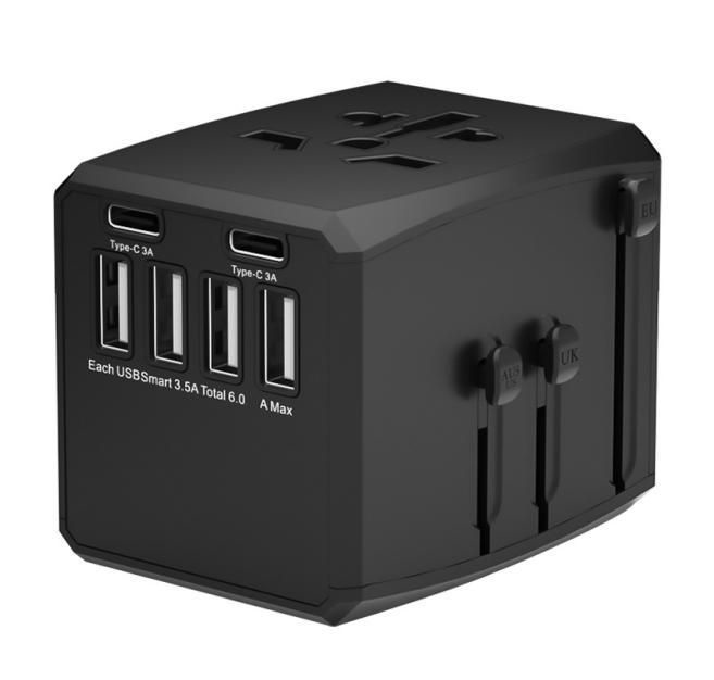 MicroConnect World Travel Adapter 4 USB A and 2 C ports - and 2 USB C ports (MC-TRAVELADAPTER1)