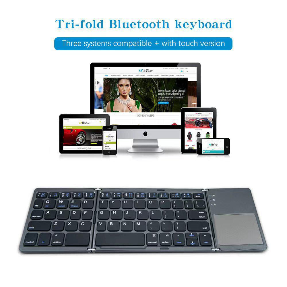 CoreParts Foldable wireless US/English keyboard with touch, Dark Grey (MSPP8044)