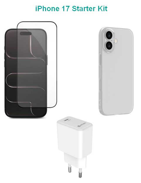eSTUFF Kit für iPhone 17 - Ladegerät, Schutzhülle und Schutzfolie
