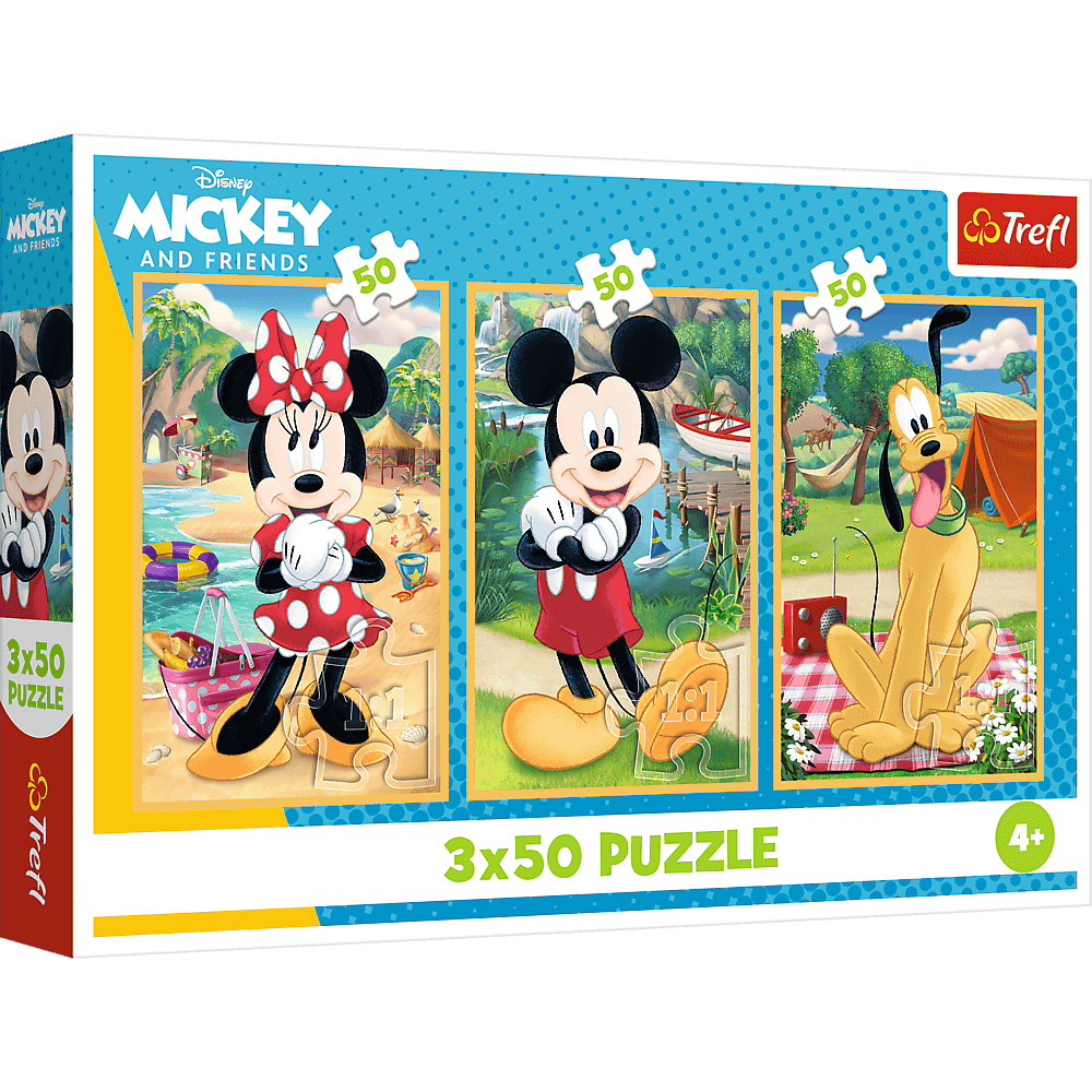 Trefl 3 Puzzles - Mickey im Urlaub - Disney Mickey Mouse 50 Teile Puzzle Trefl-34881