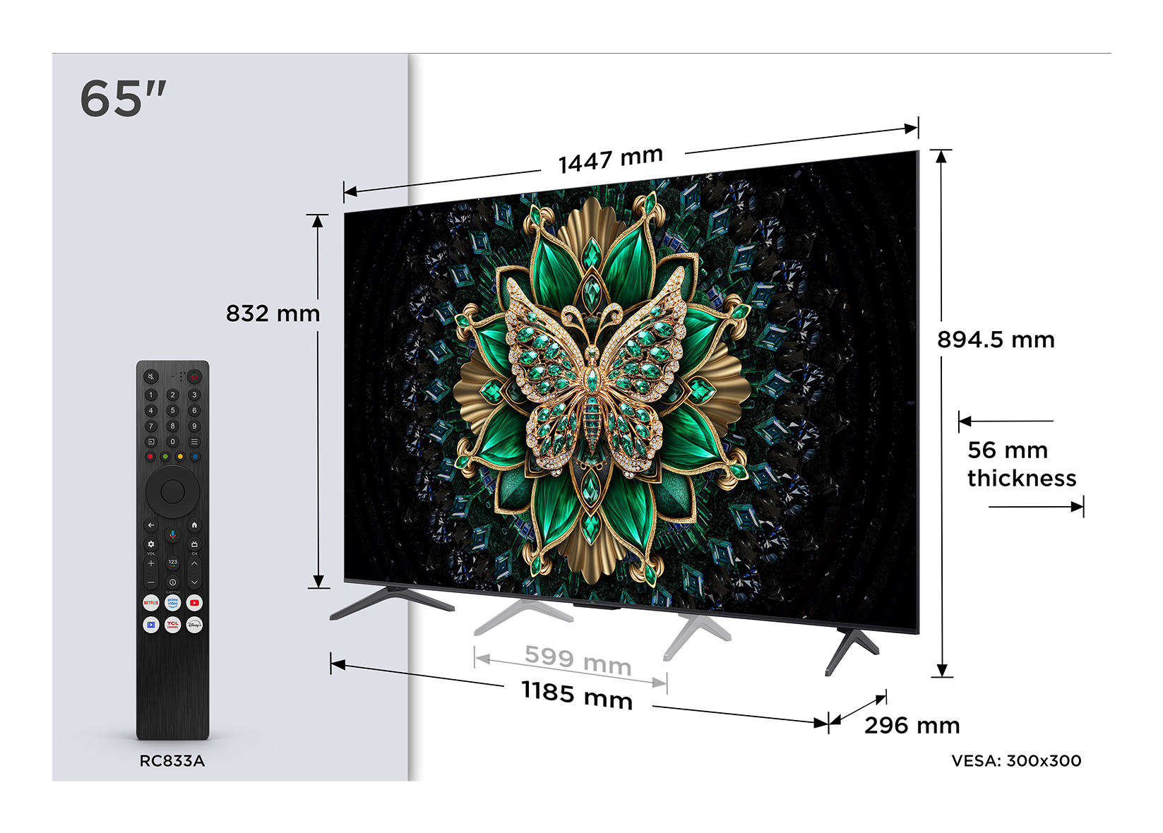 65C69K 164 cm (65") QD-Mini LED-TV brushed metal