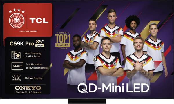 85C69K Pro 215 cm (85") QD-Mini LED TV, 4K Ultra HD, Smart-TV, 120 Hz, DVB-T2/DVB-C/DVB-S2, Sprachsteuerung