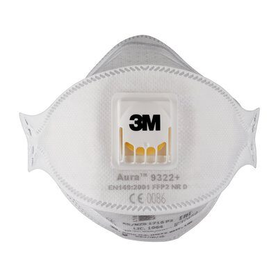 3M Atemschutzmasken Aura™ Comfort Cool Flow™ 9322+ FFP2 NR D DIN EN 149:2001, A1:2009, 5 St.