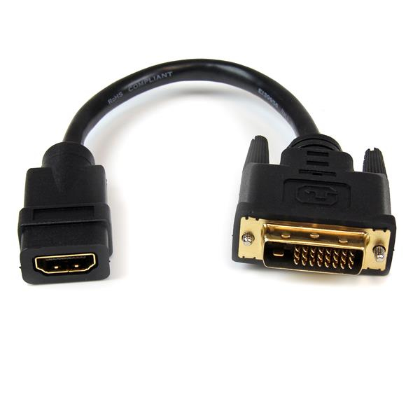 StarTech.com HDMI to DVI-D Video Cable Adapter - Videoanschluß - HDMI / DVI - 28 AWG - HDMI, 19-polig (W) - DVI-D (M) - 20,32 m - abgeschirmt - Schwarz (HDDVIFM8IN)
