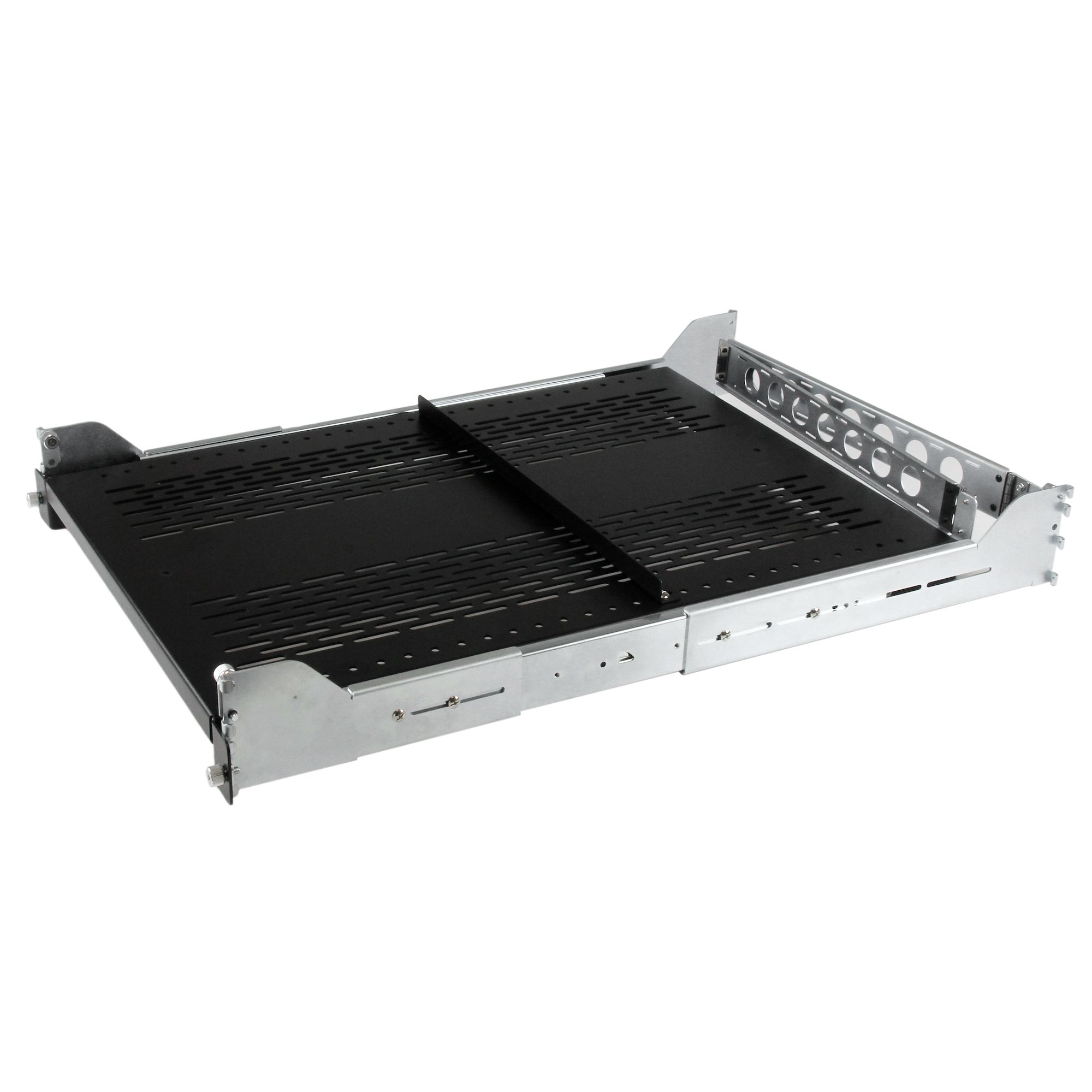 StarTech.com 2U Adjustable Vented Sliding Rack Shelf w - Cable Management - 50lbs - Rack Shelf (verschiebbar, belüftet) - Schwarz - 2U - 48,3 cm (19) (UNISLDSHF192)