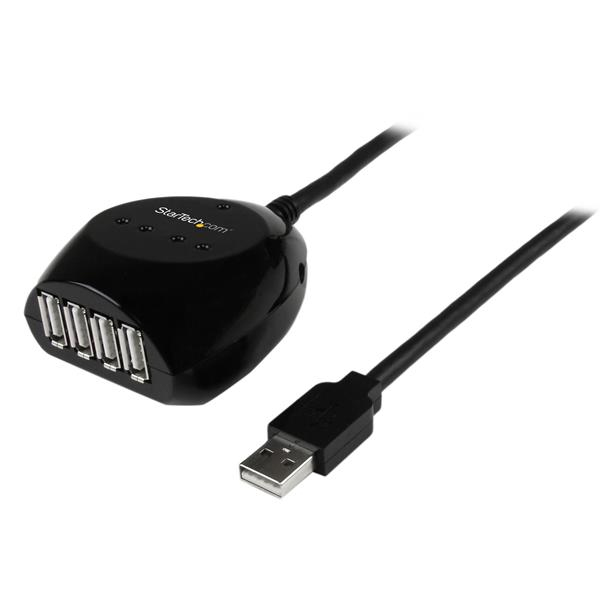 StarTech.com USB2.0 Active Cable with 4 Port Hub - Hub - 4 x USB2.0 - Desktop (USB2EXT4P15M)