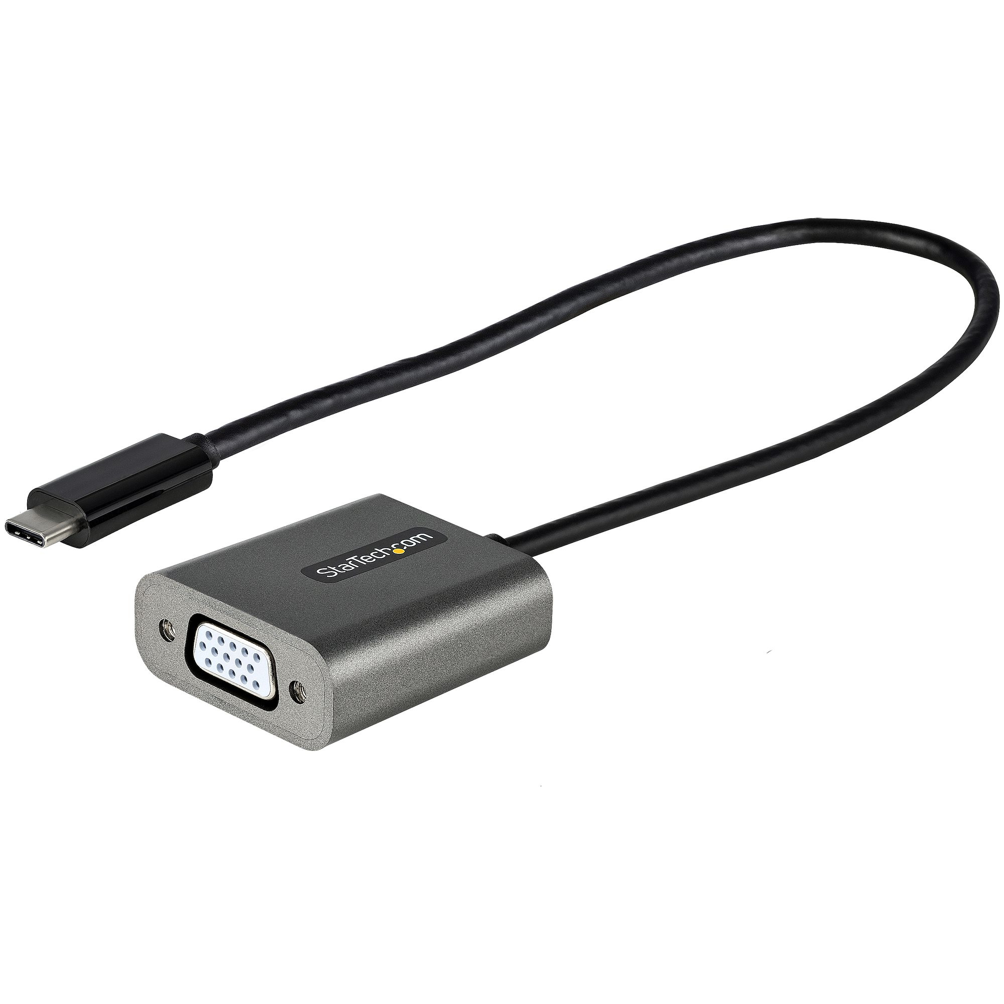 StarTech.com USB C to VGA Adapter, 1080p USB Type-C to VGA Adapter Dongle, USB-C (DP Alt Mode) to VGA Monitor/Display Video Converter, Thunderbolt 3 Compatible, 30,50cm (12) Long Attached Cable - USB C to VGA Converter (CDP2VGAEC) - Videoadapter - US