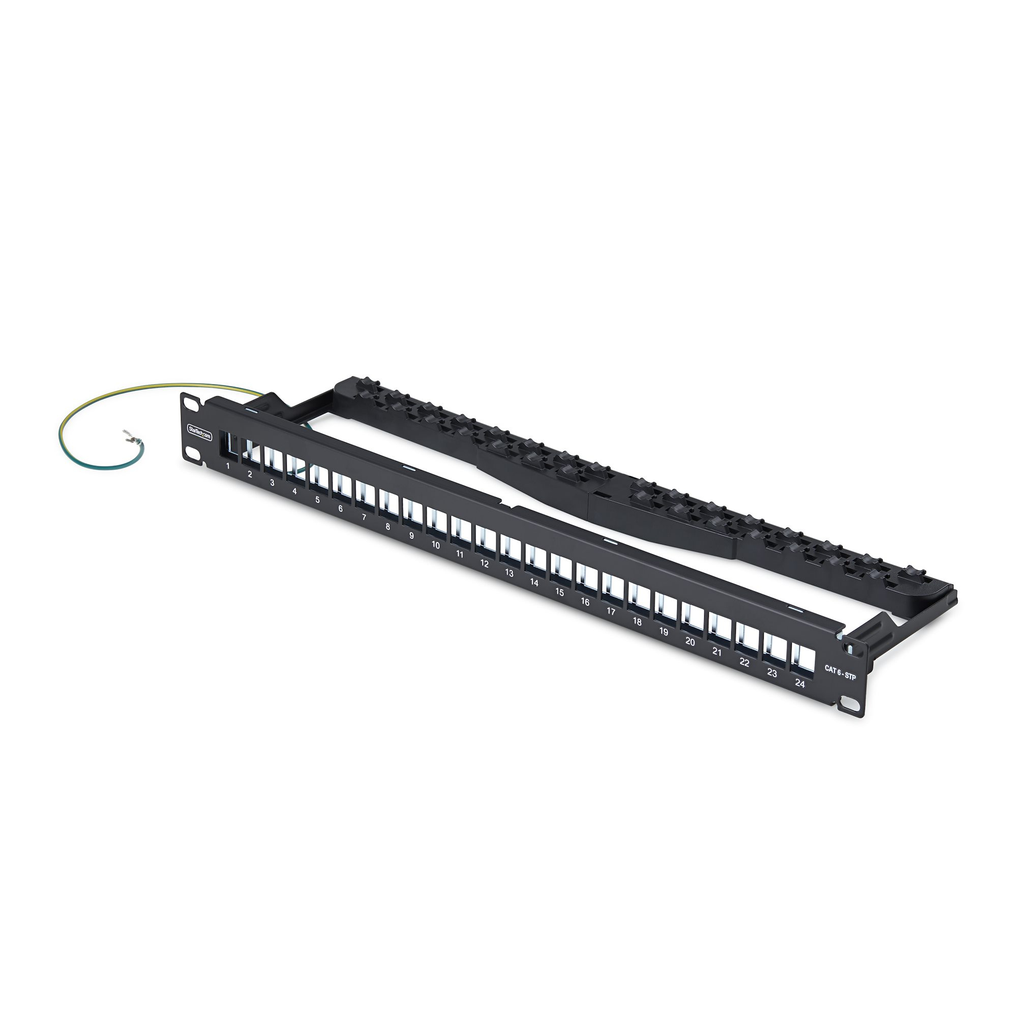 STARTECH.COM 24 Port 1U Blank Keystone Patch Panel with Cable Management Bar Rackmount Patch Panel for RJ45 STP Ethernet Network (C6PANELSTP241U)