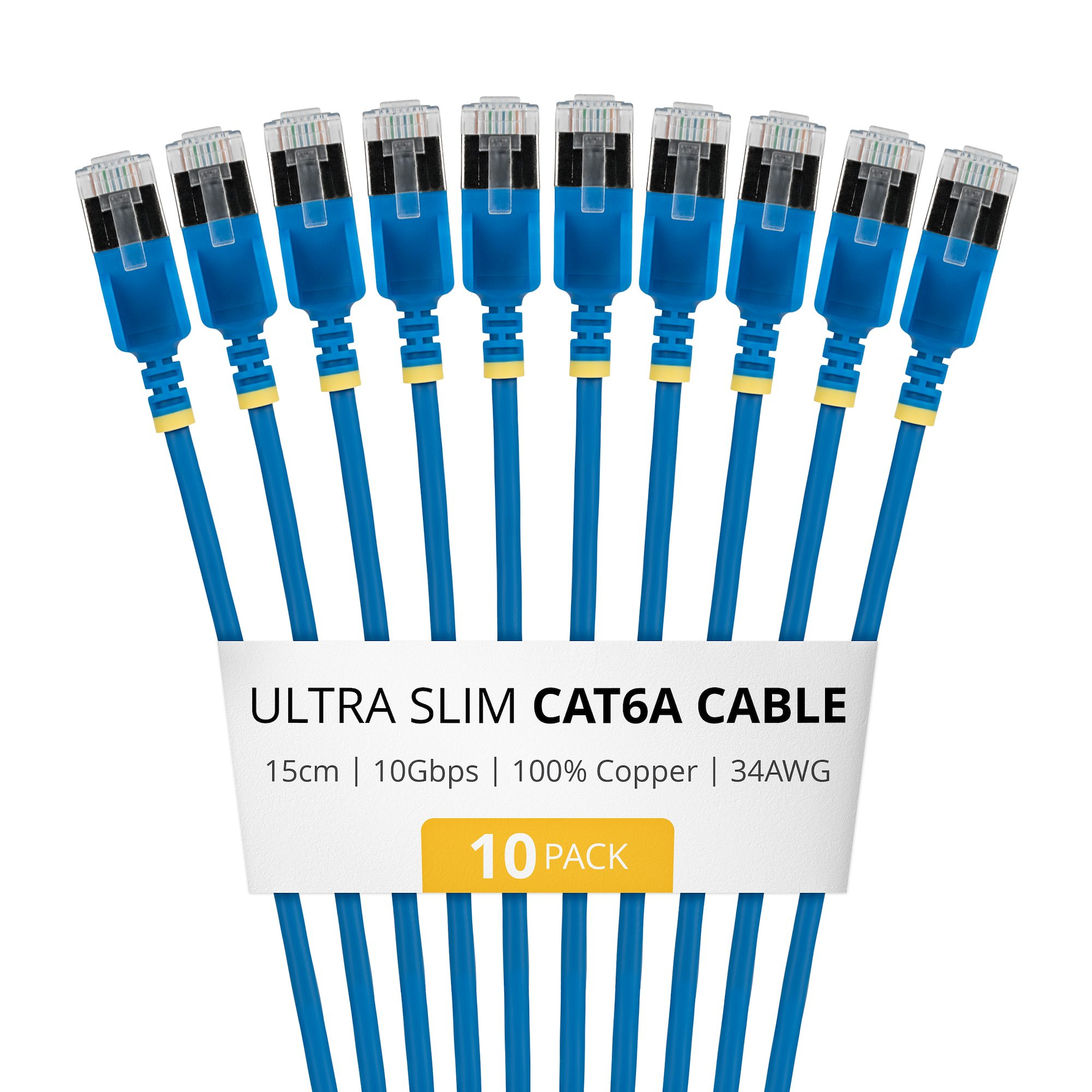 STARTECH 15CM ULTRA SLIM CAT6A 10 PACK . (6ASTP34BLS15CM10PK)