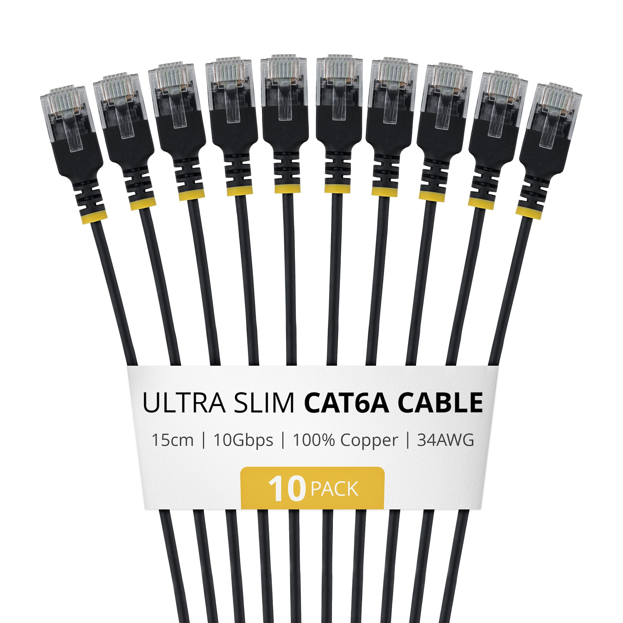 STARTECH 15CM ULTRA SLIM CAT6A 10 PACK . (6AUTP34BKS15CM10PK)