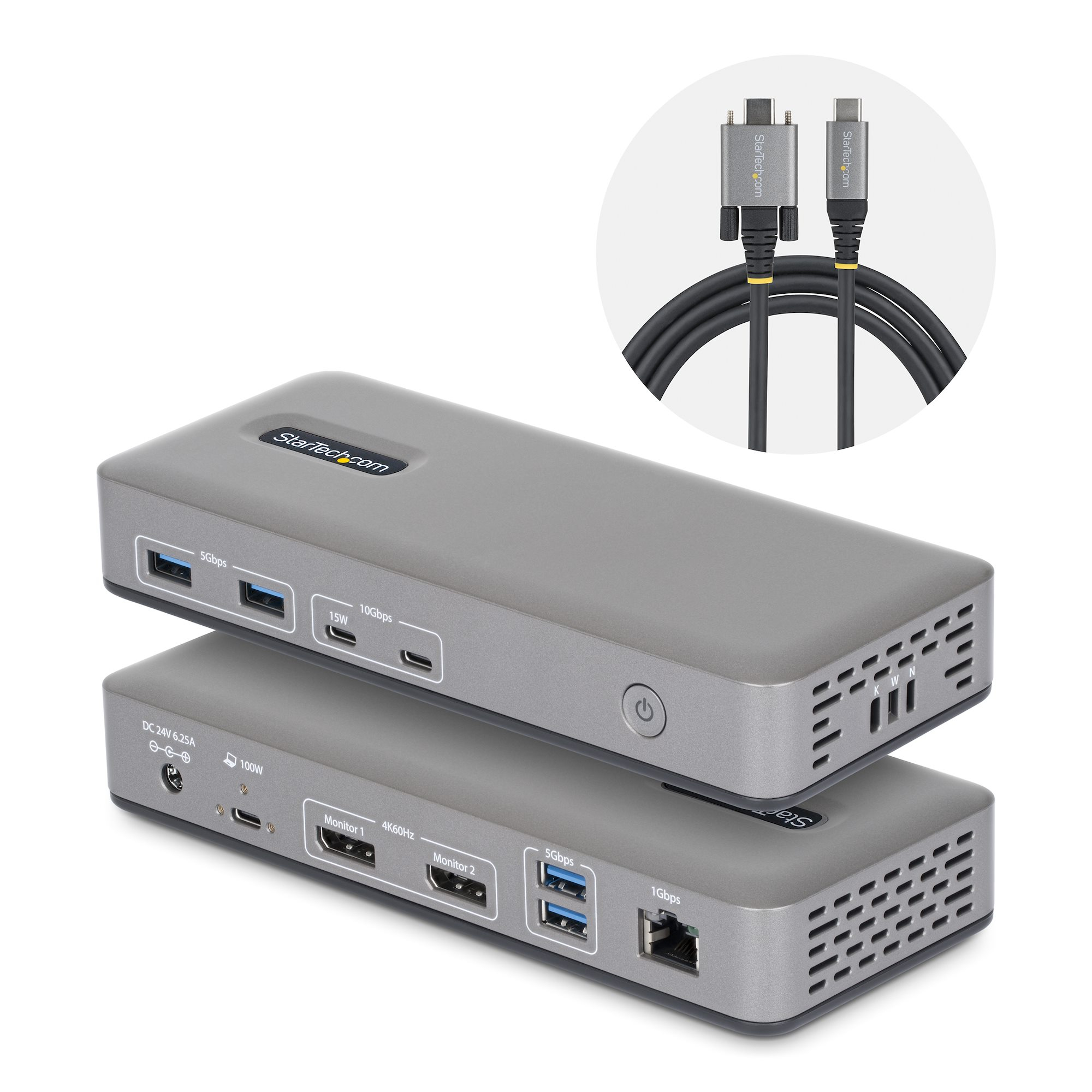 STARTECH.COM USB-C Dockingstation Dual 4K 60Hz DisplayPort MST Dock 100W Power Delivery Laptop-Ladung 1GbE treiberlos Windows (201UE-USBC-DOCK)
